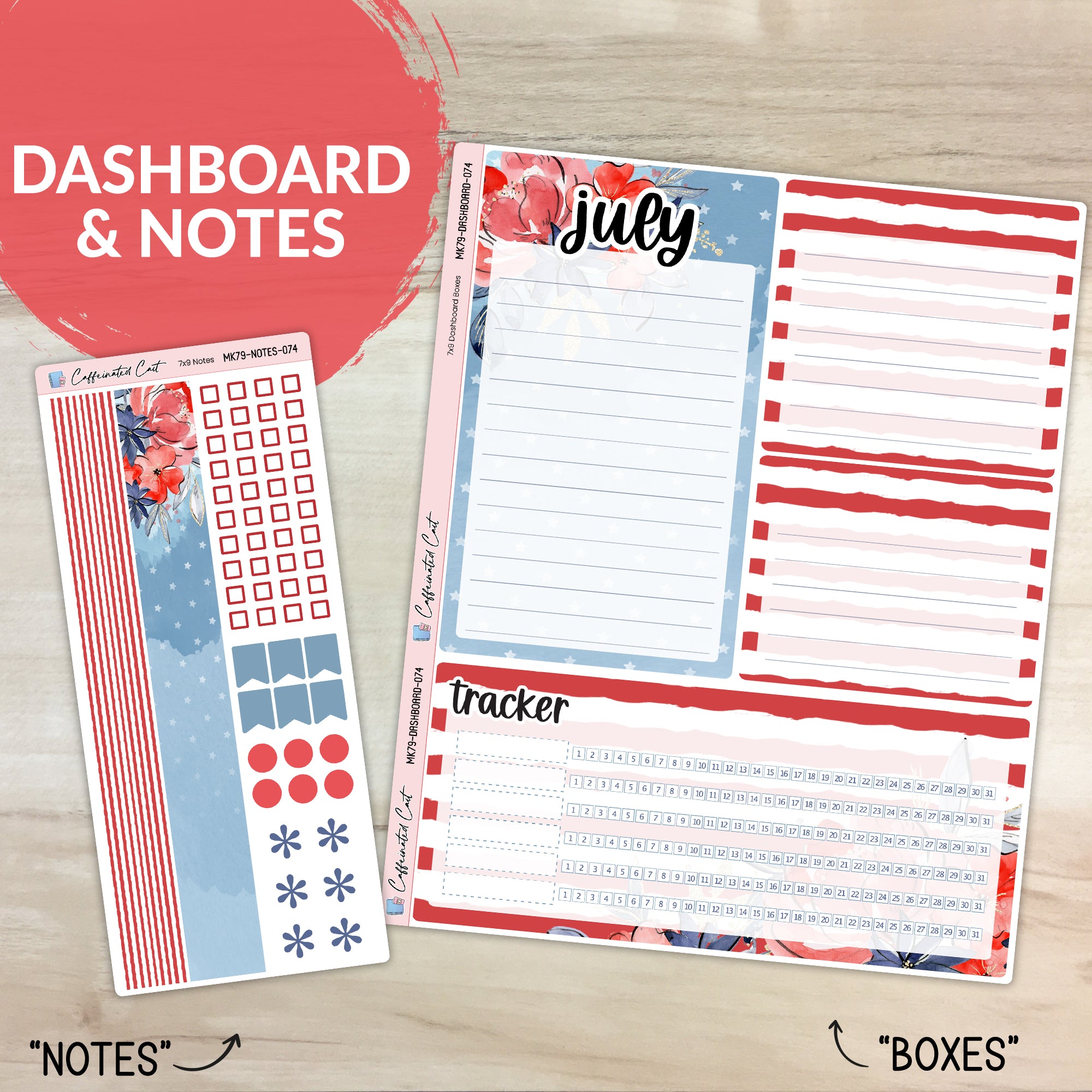 Dashboard & Notes Kit for ERIN CONDREN Planners - Independence [ 074 ]