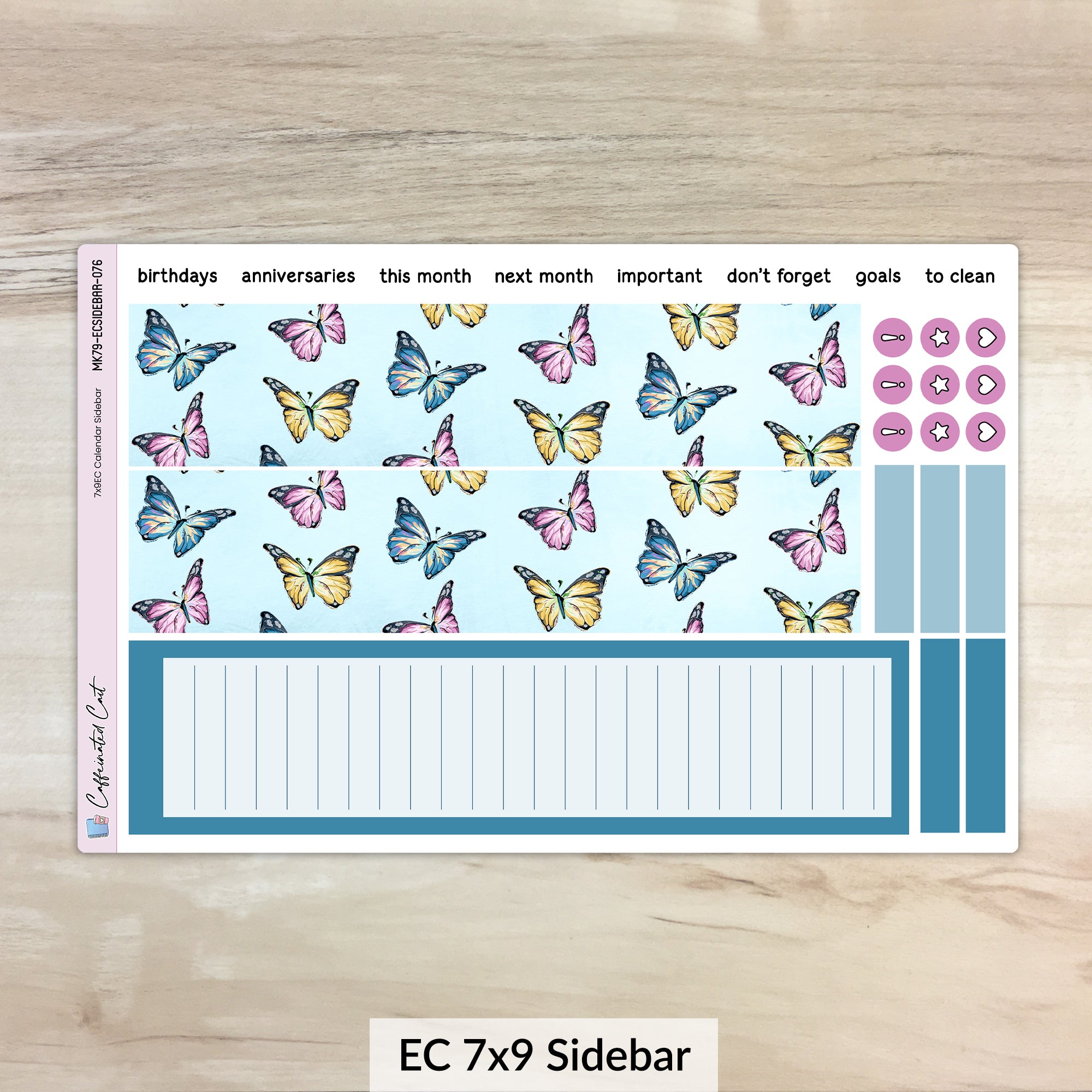 Calendar Kit for ERIN CONDREN Planners - Butterfly Meadow [ 076 ]