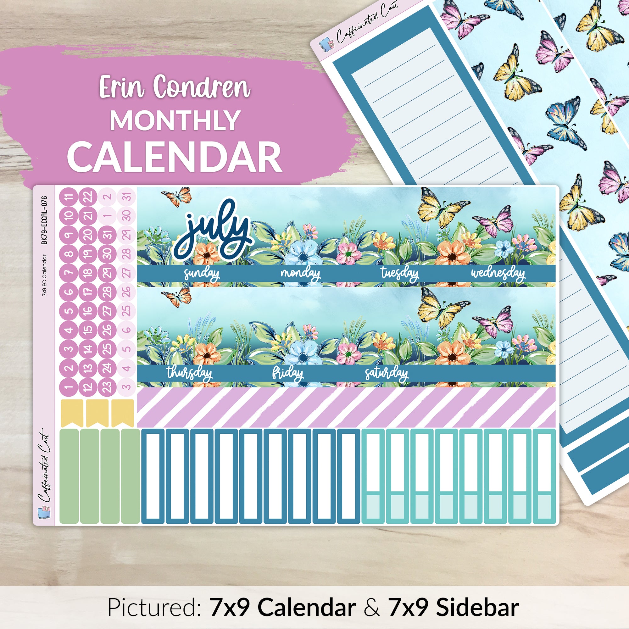 Calendar Kit for ERIN CONDREN Planners - Butterfly Meadow [ 076 ]