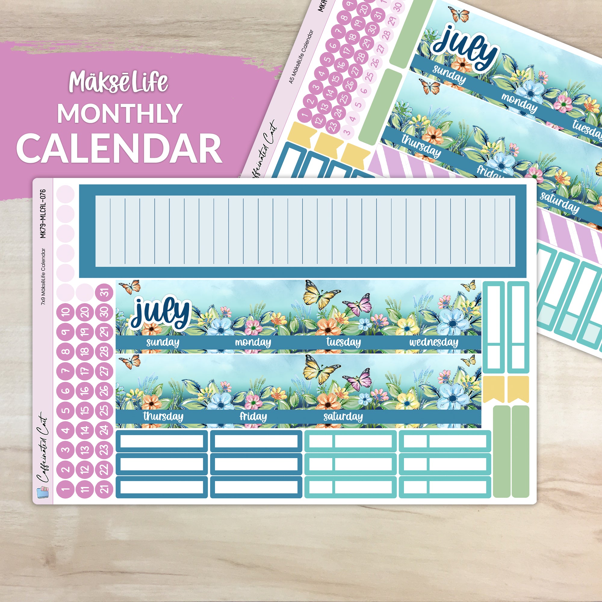 Calendar Kit for MAKSELIFE Planners - Butterfly Meadow [ 076 ]