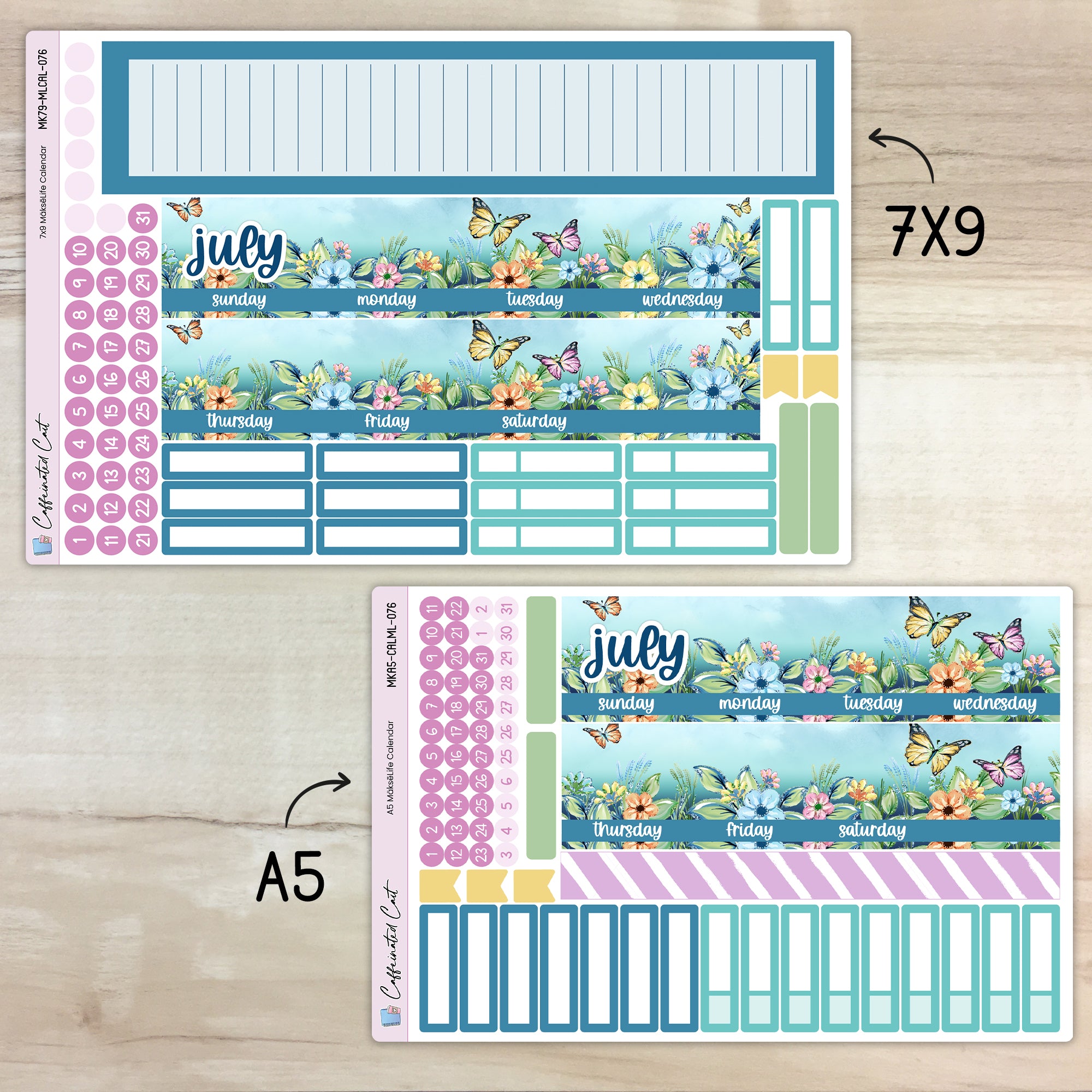 Calendar Kit for MAKSELIFE Planners - Butterfly Meadow [ 076 ]