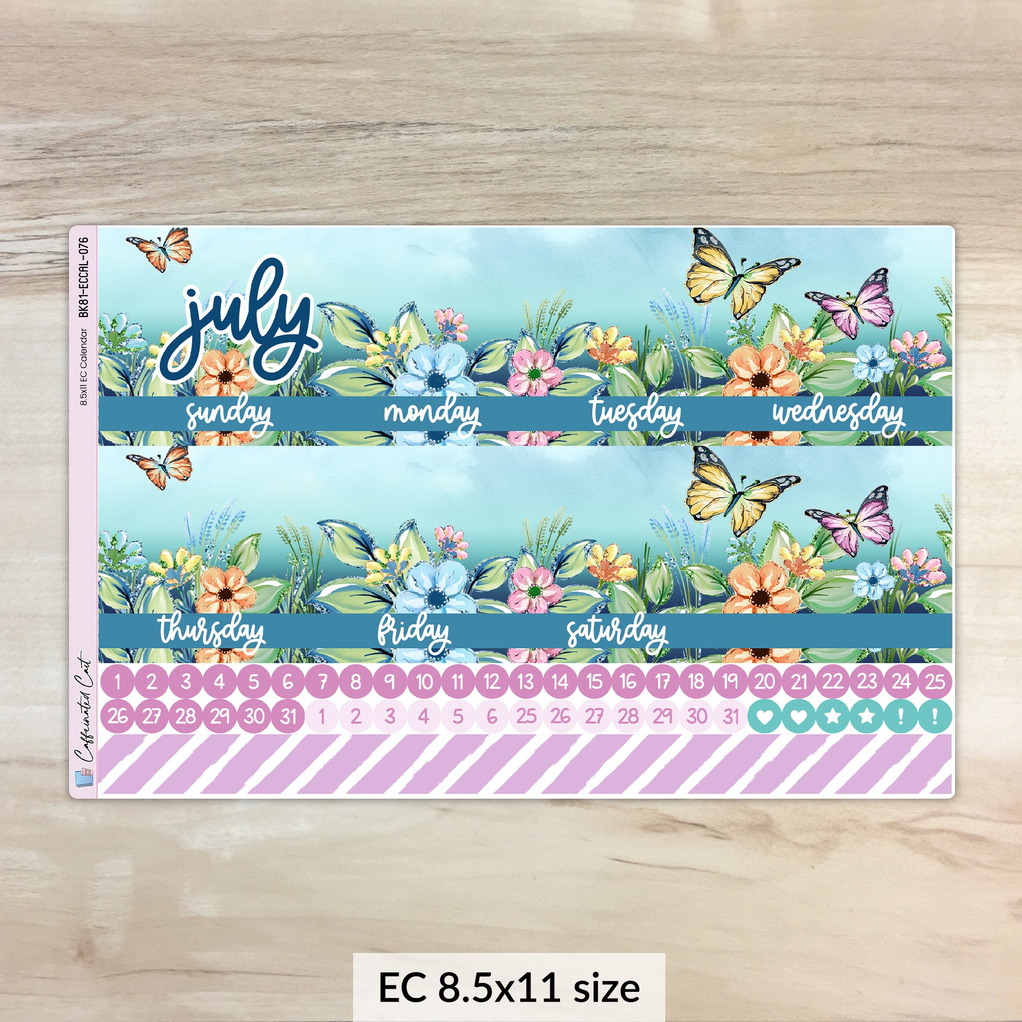 Calendar Kit for ERIN CONDREN Planners - Butterfly Meadow [ 076 ]