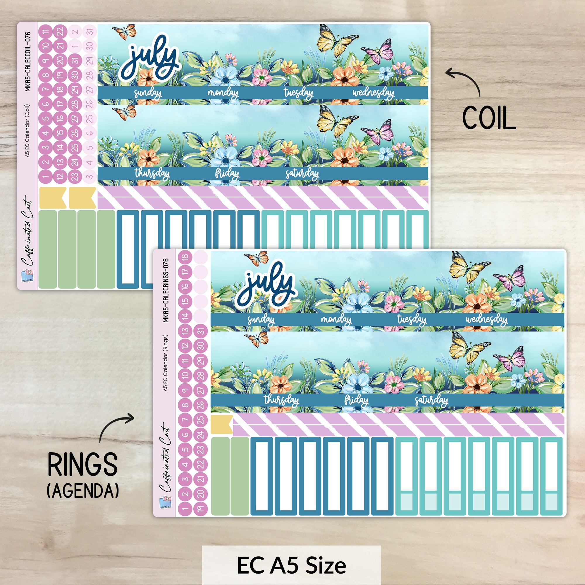 Calendar Kit for ERIN CONDREN Planners - Butterfly Meadow [ 076 ]