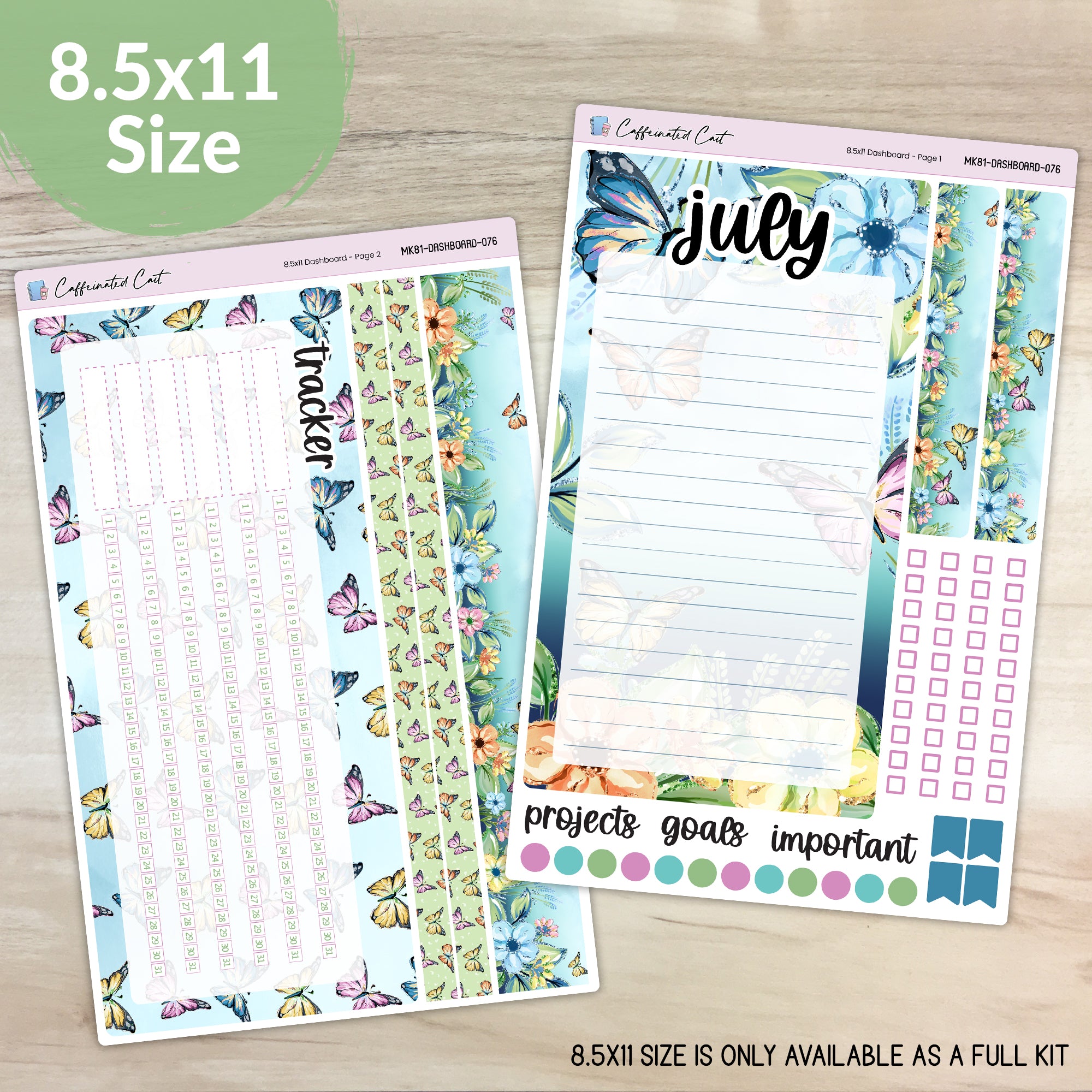 Dashboard & Notes Kit for ERIN CONDREN Planners - Butterfly Meadow [ 076 ]