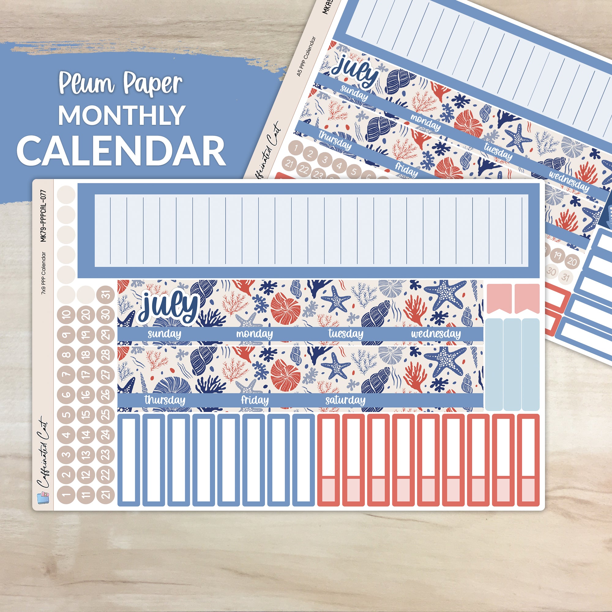 Calendar Kit for PLUM PAPER Planners - Oceana [ 077 ]