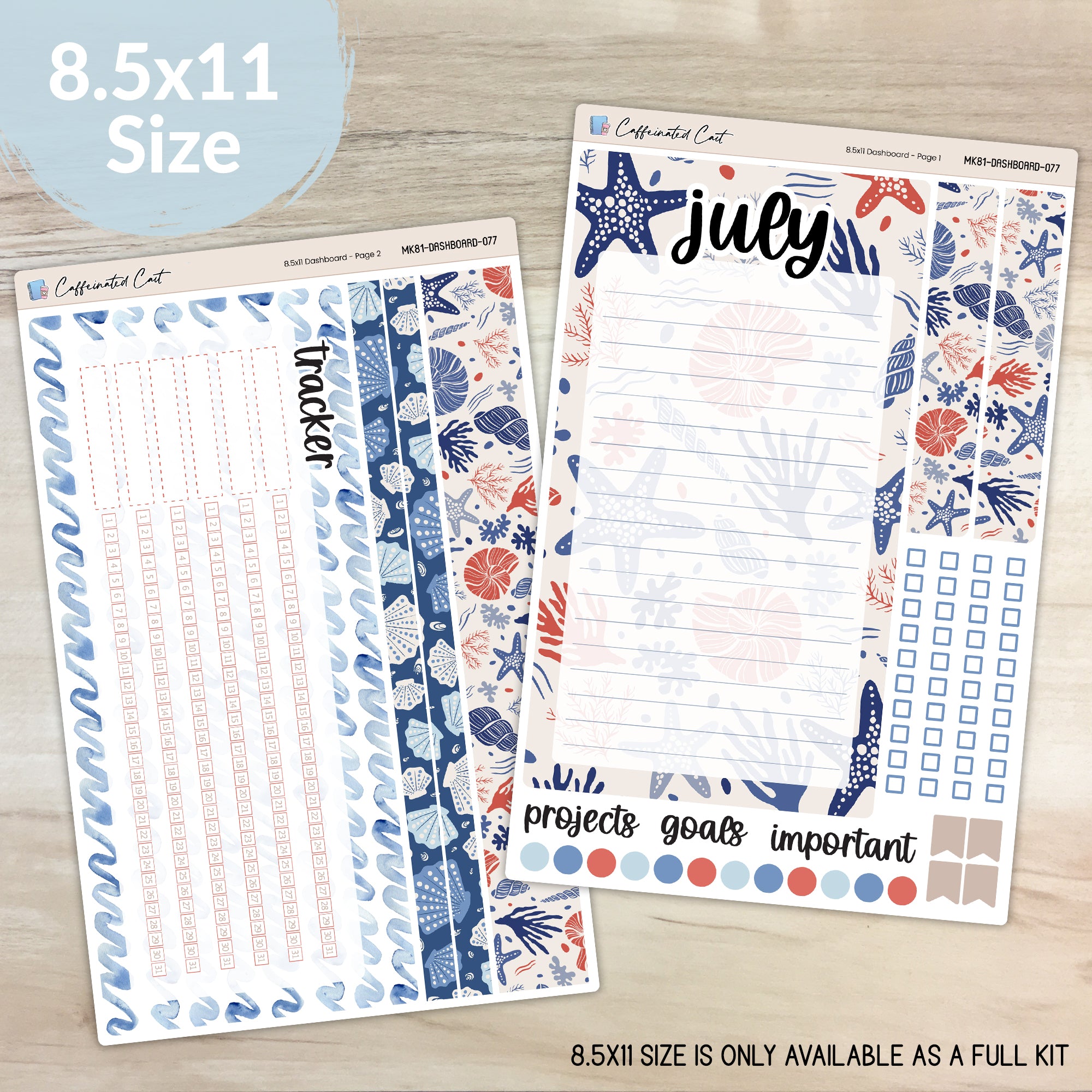 Dashboard & Notes Kit for ERIN CONDREN Planners - Oceana [ 077 ]