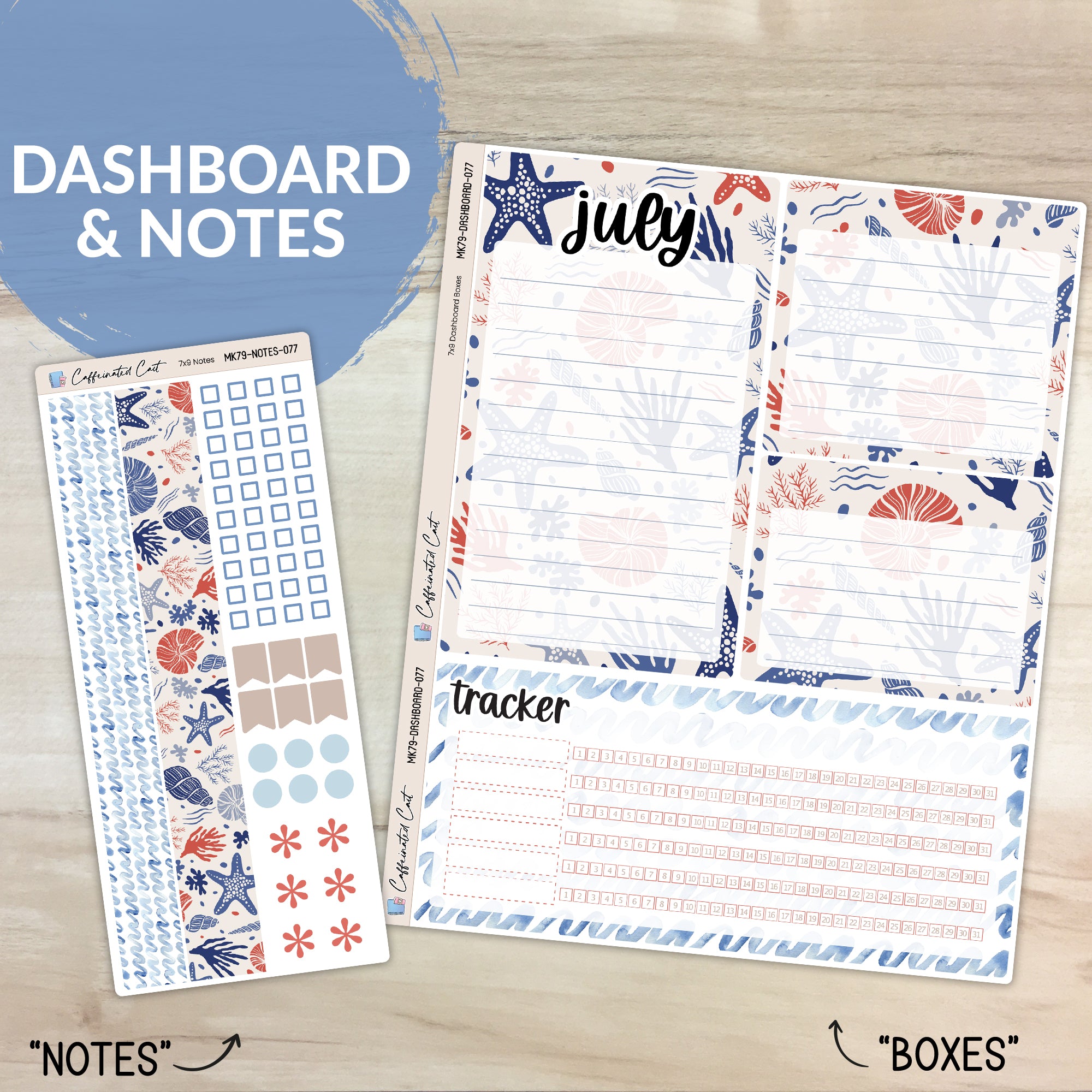 Dashboard & Notes Kit for ERIN CONDREN Planners - Oceana [ 077 ]