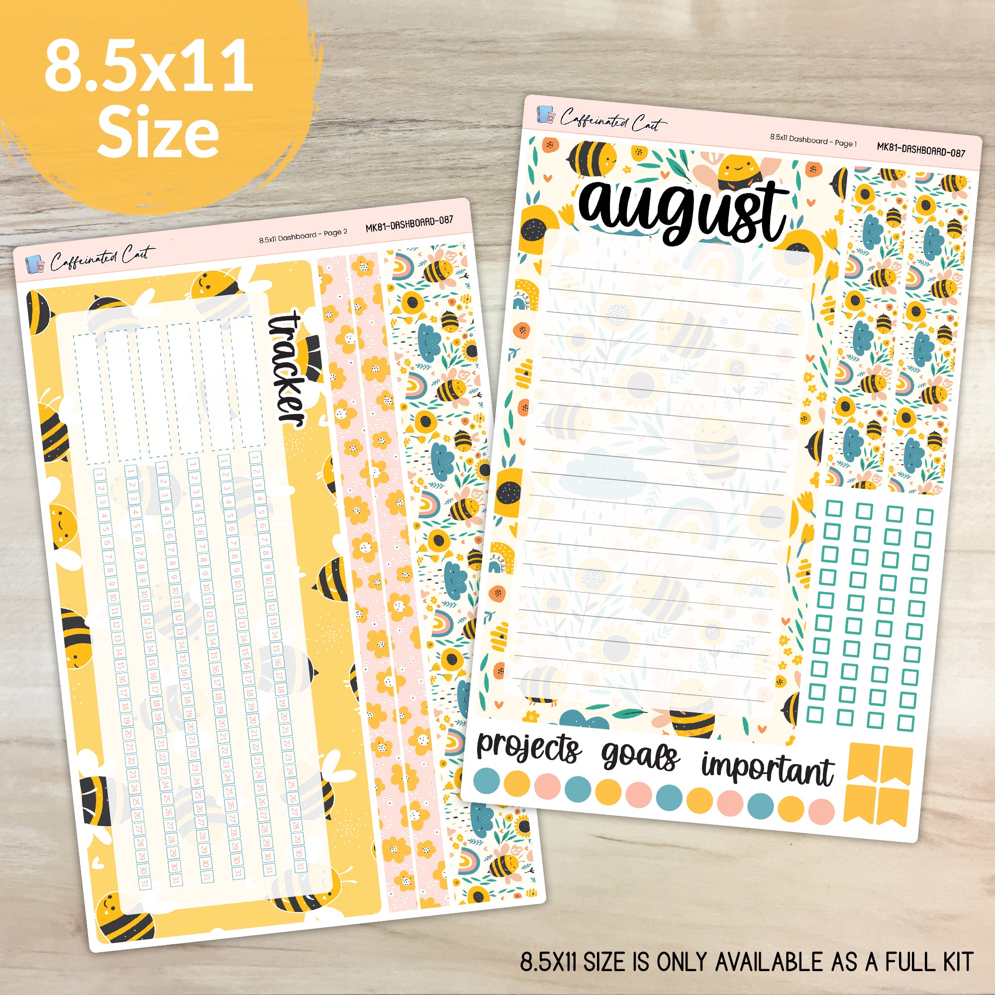 Dashboard & Notes Kit for ERIN CONDREN Planners - Bumble [ 087 ]