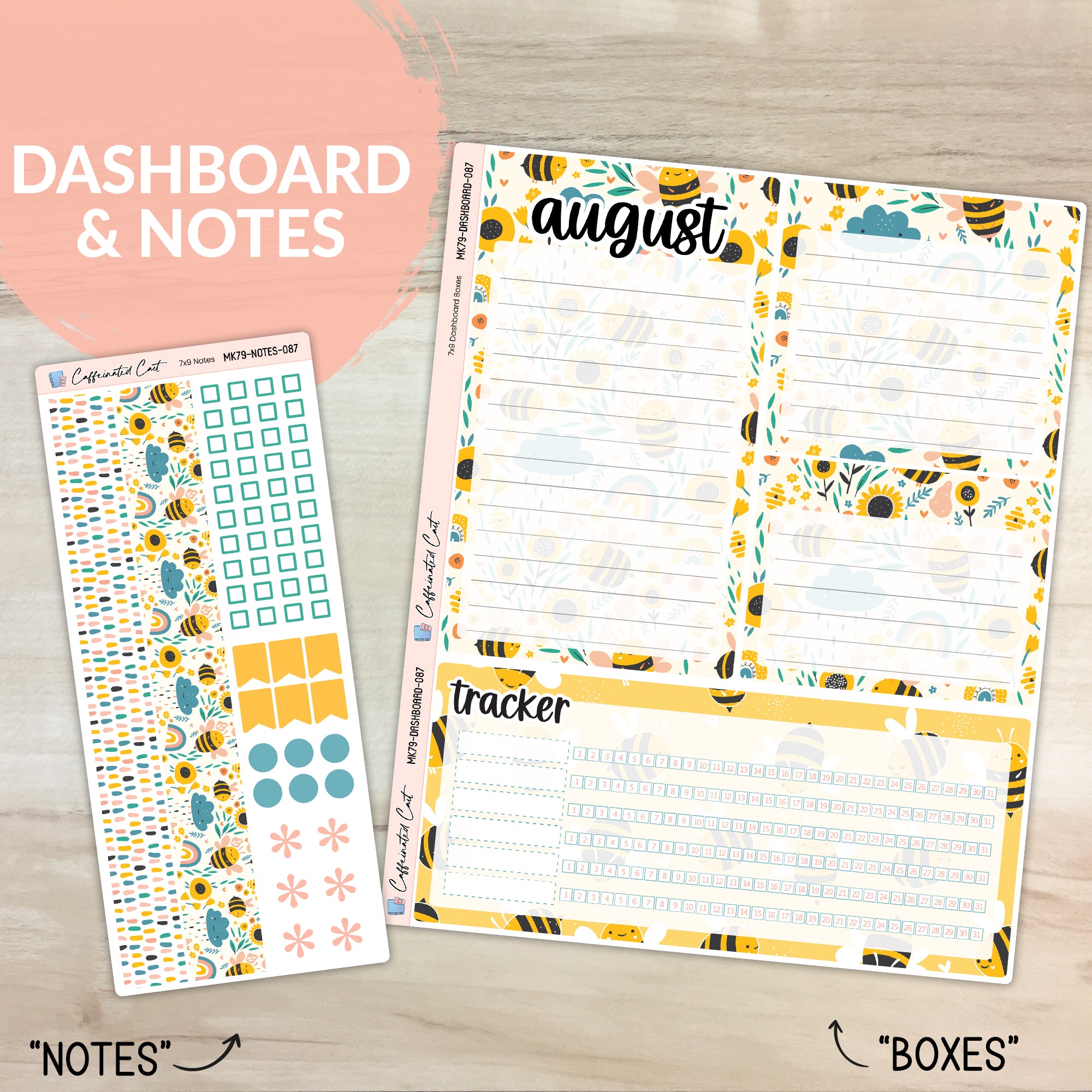 Dashboard & Notes Kit for ERIN CONDREN Planners - Bumble [ 087 ]