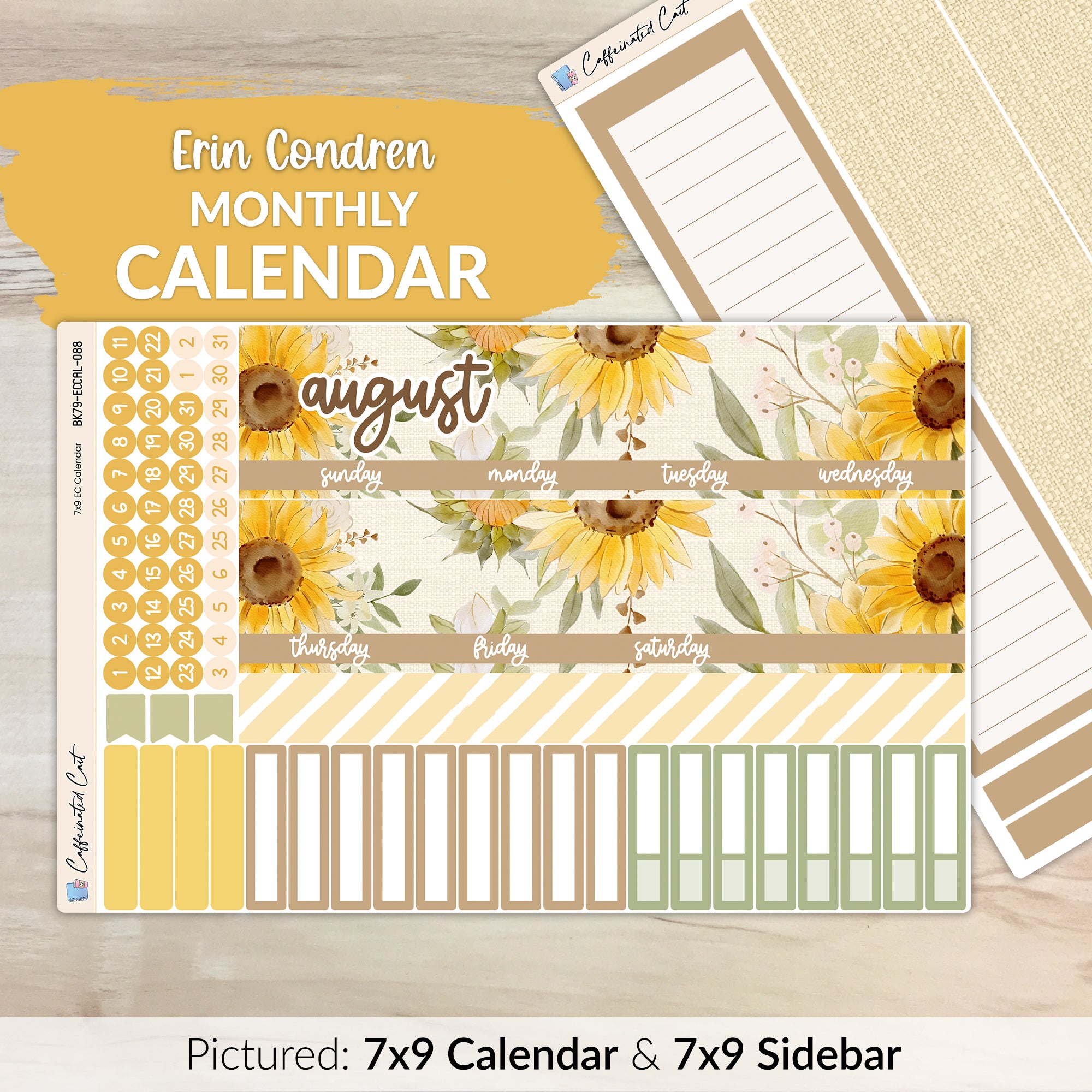 Calendar Kit for ERIN CONDREN Planners - Cottage Sunflower [ 088 ]