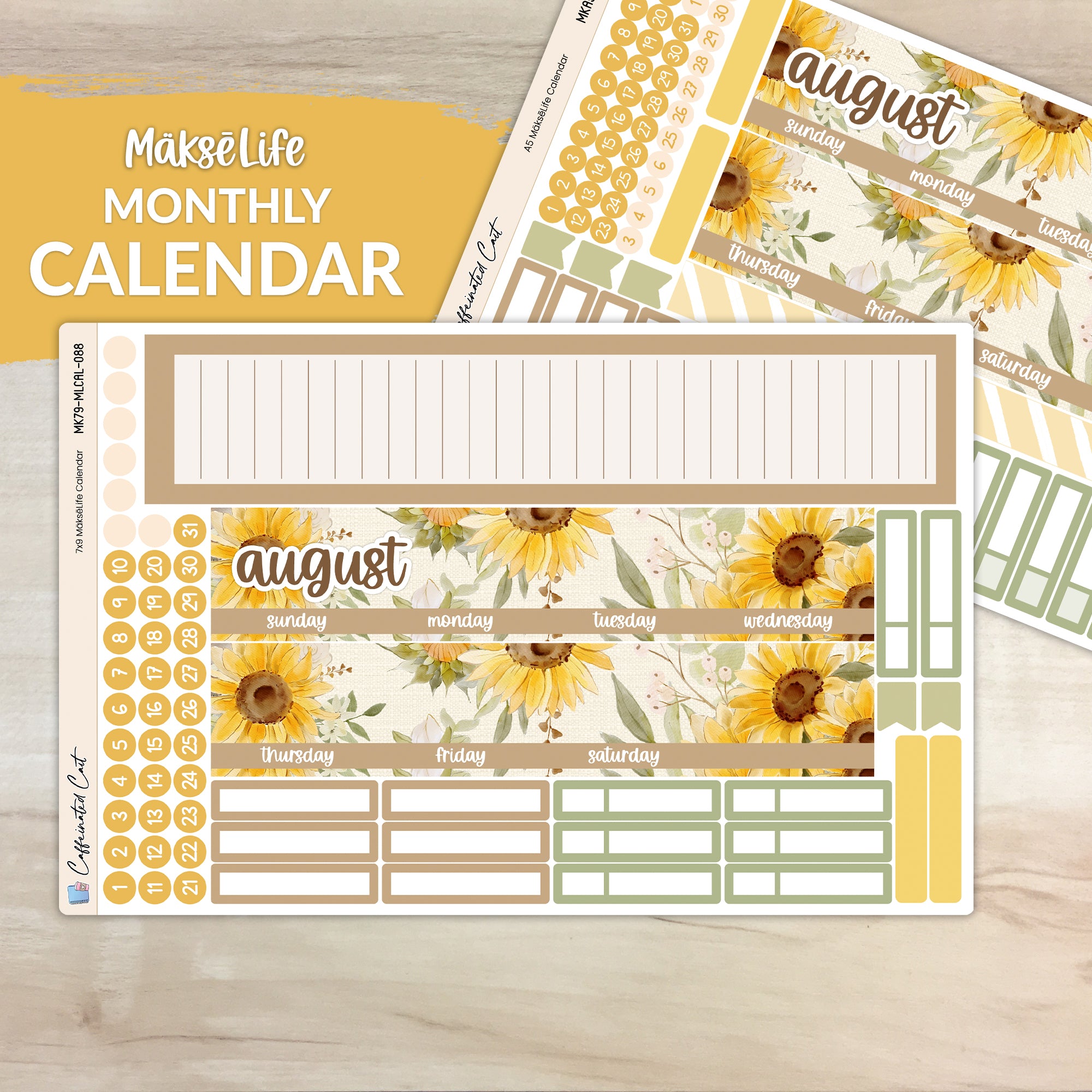 Calendar Kit for MAKSELIFE Planners - Cottage Sunflower [ 088 ]