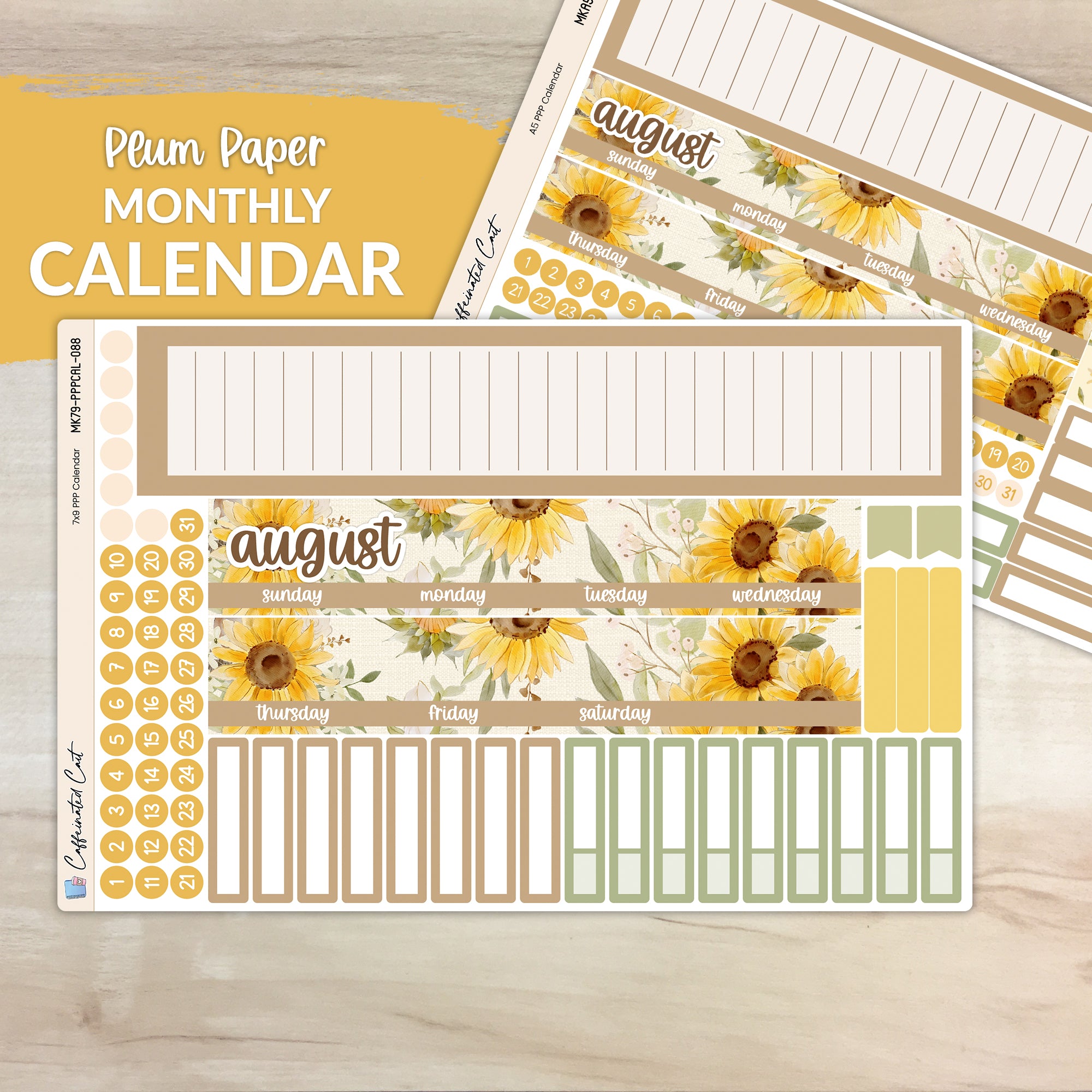 Calendar Kit for PLUM PAPER Planners - Cottage Sunflower [ 088 ]