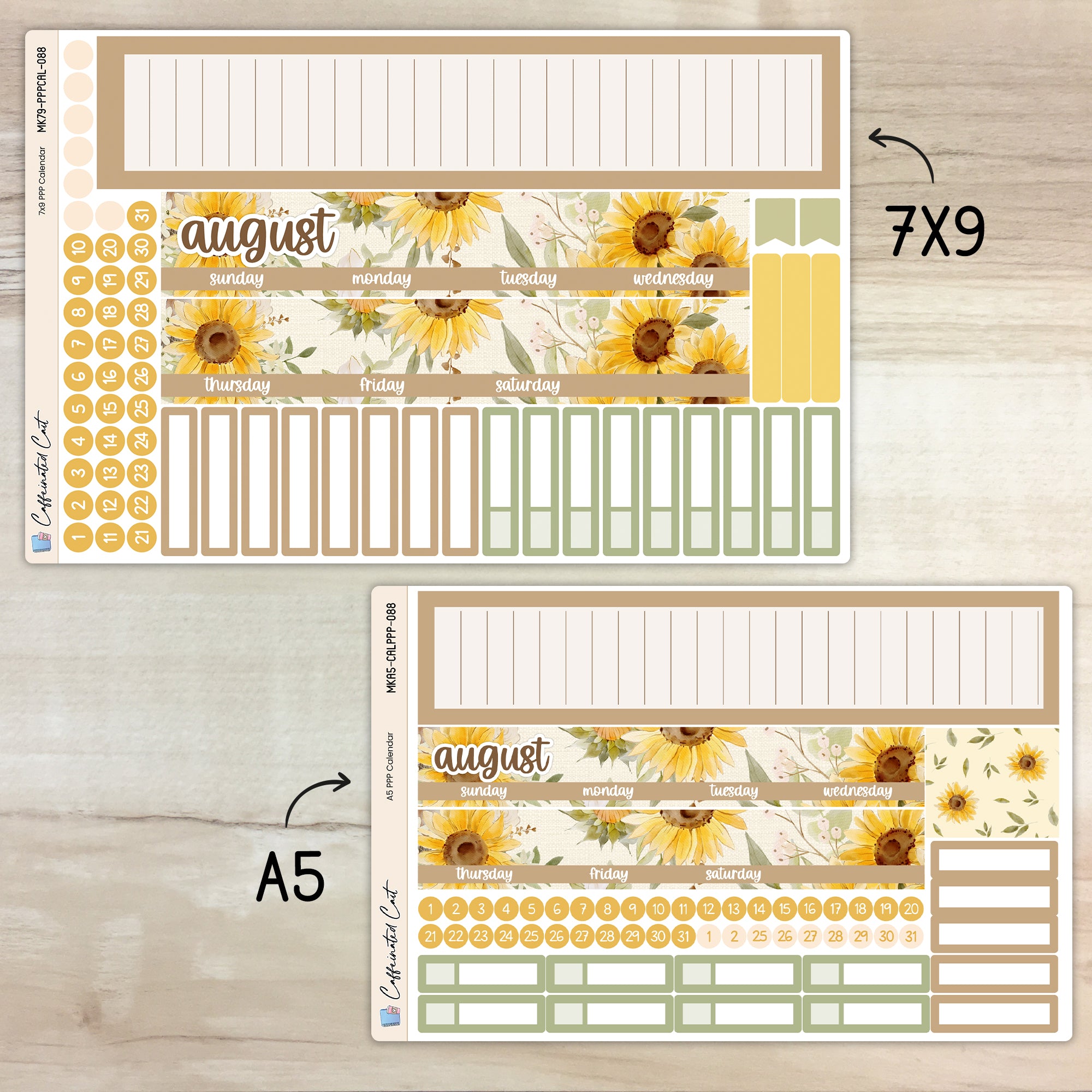 Calendar Kit for PLUM PAPER Planners - Cottage Sunflower [ 088 ]