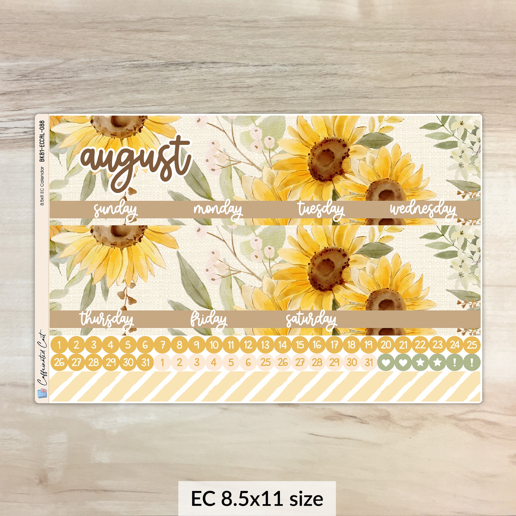 Calendar Kit for ERIN CONDREN Planners - Cottage Sunflower [ 088 ]