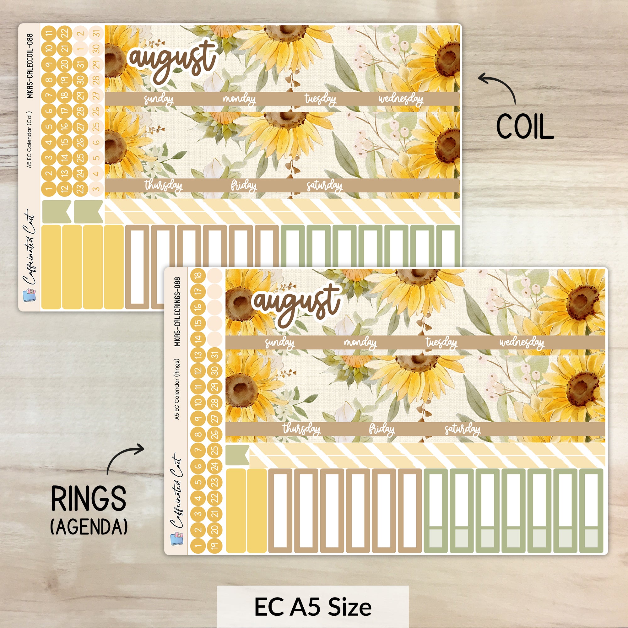 Calendar Kit for ERIN CONDREN Planners - Cottage Sunflower [ 088 ]