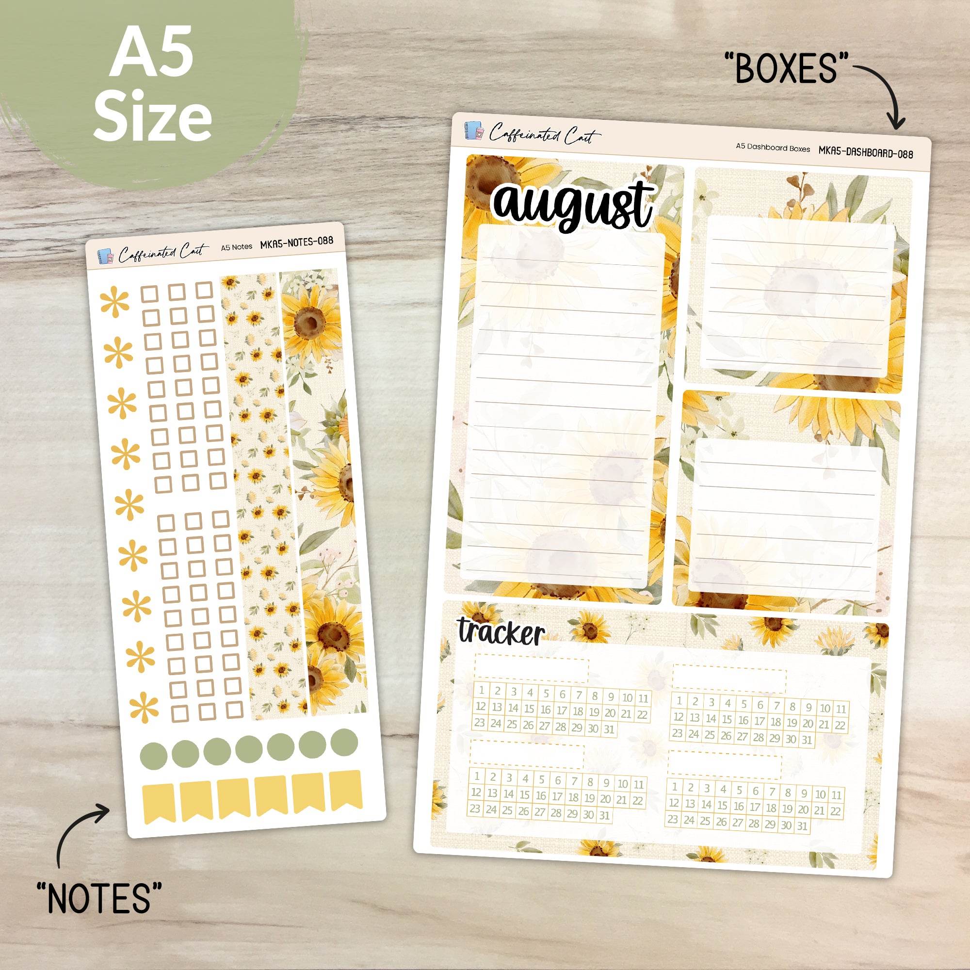 Dashboard & Notes Kit for ERIN CONDREN Planners - Cottage Sunflower [ 088 ]