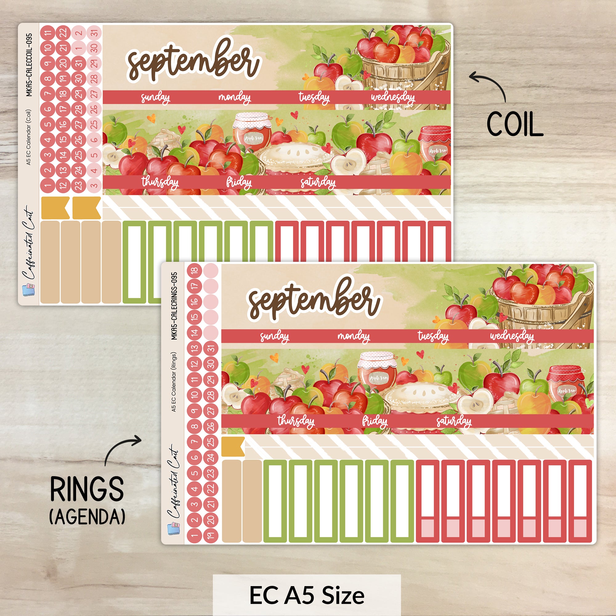 Calendar Kit for ERIN CONDREN Planners - Apple Picking [ 095 ]