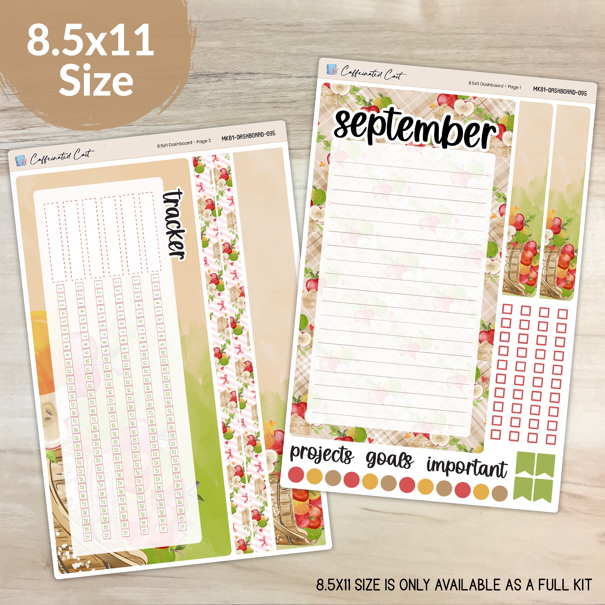 Dashboard & Notes Kit for ERIN CONDREN Planners - Apple Picking [ 095 ]