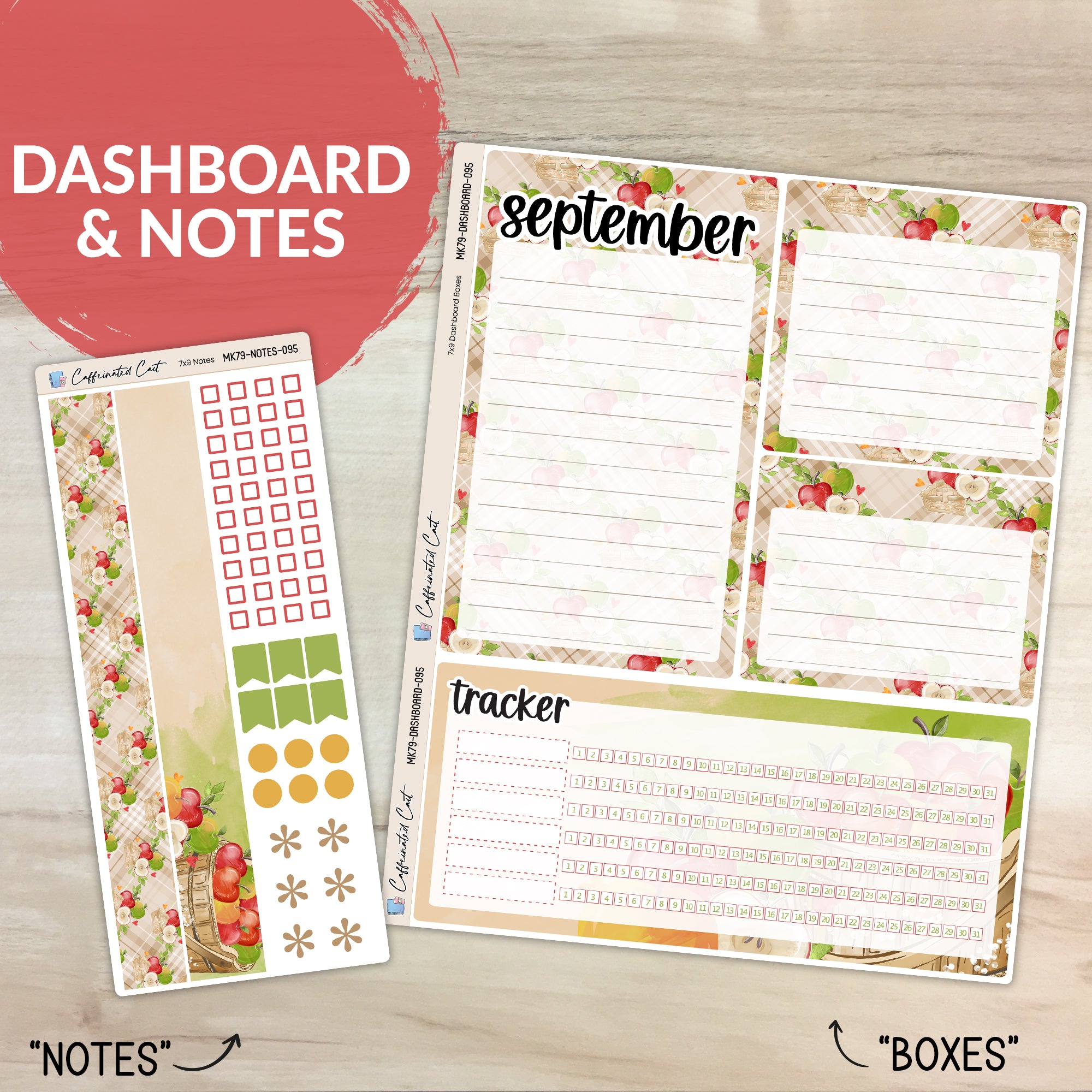 Dashboard & Notes Kit for ERIN CONDREN Planners - Apple Picking [ 095 ]