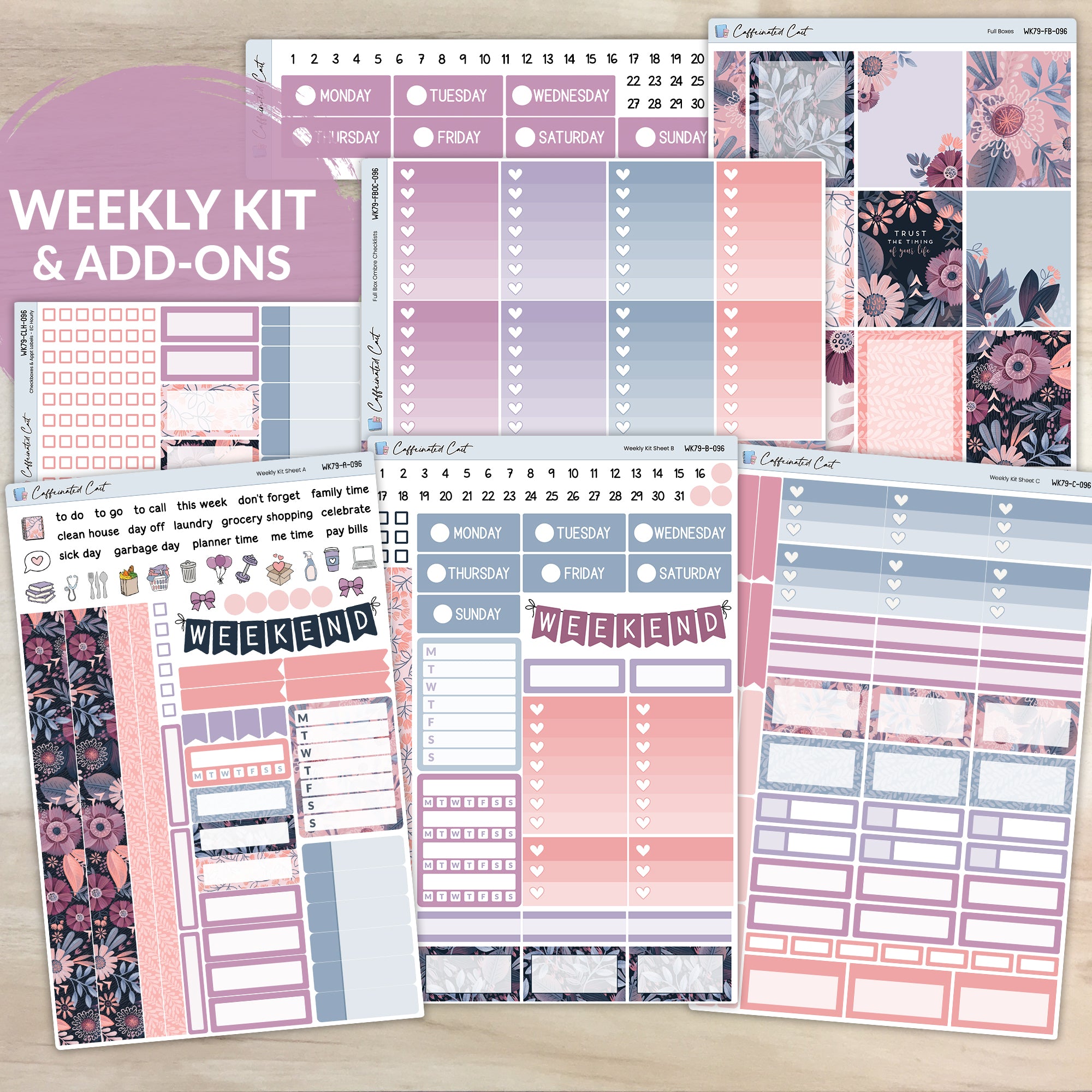 Weekly Kit & Add-ons - Boho Floral [ 096 ]