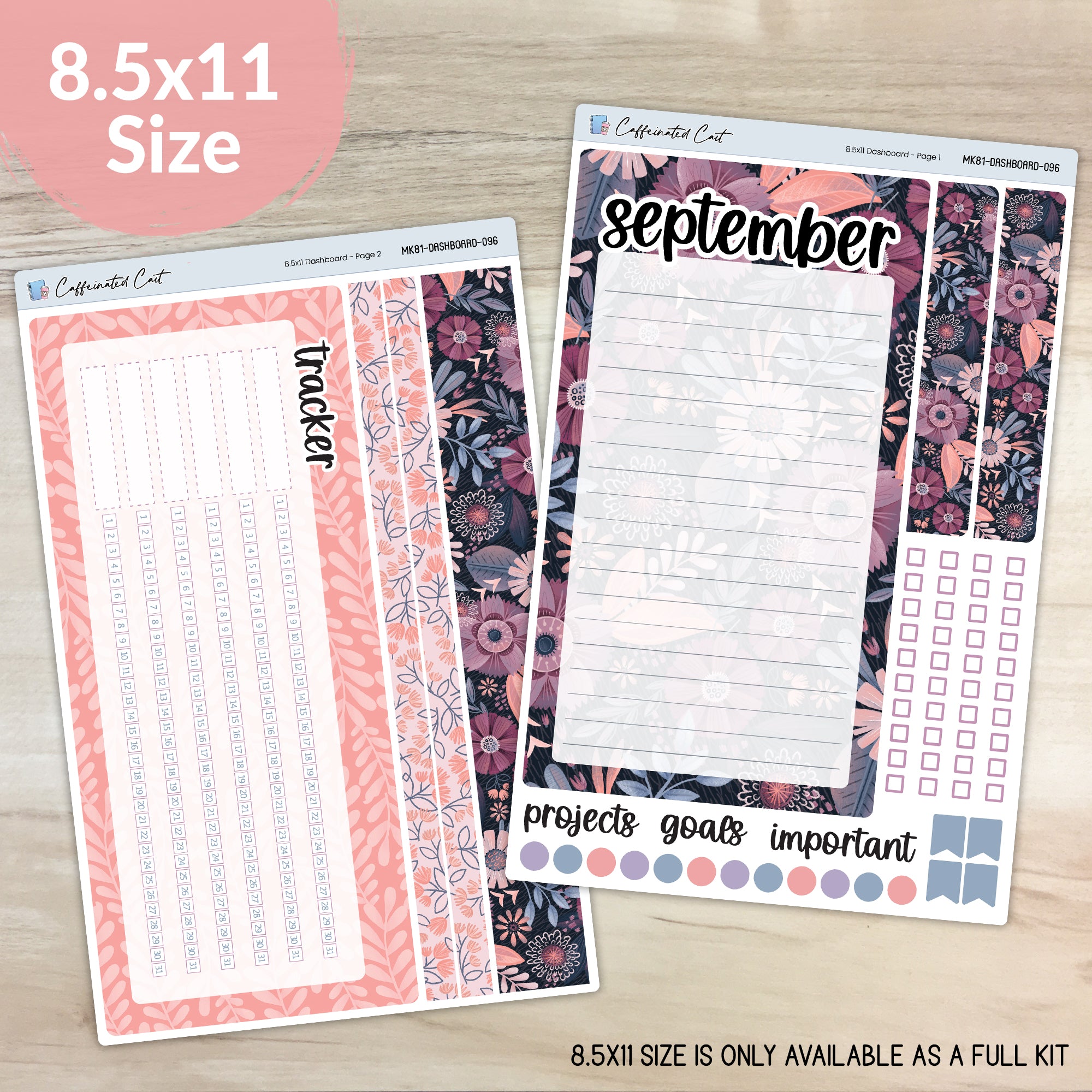 Dashboard & Notes Kit for ERIN CONDREN Planners - Boho Floral [ 096 ]