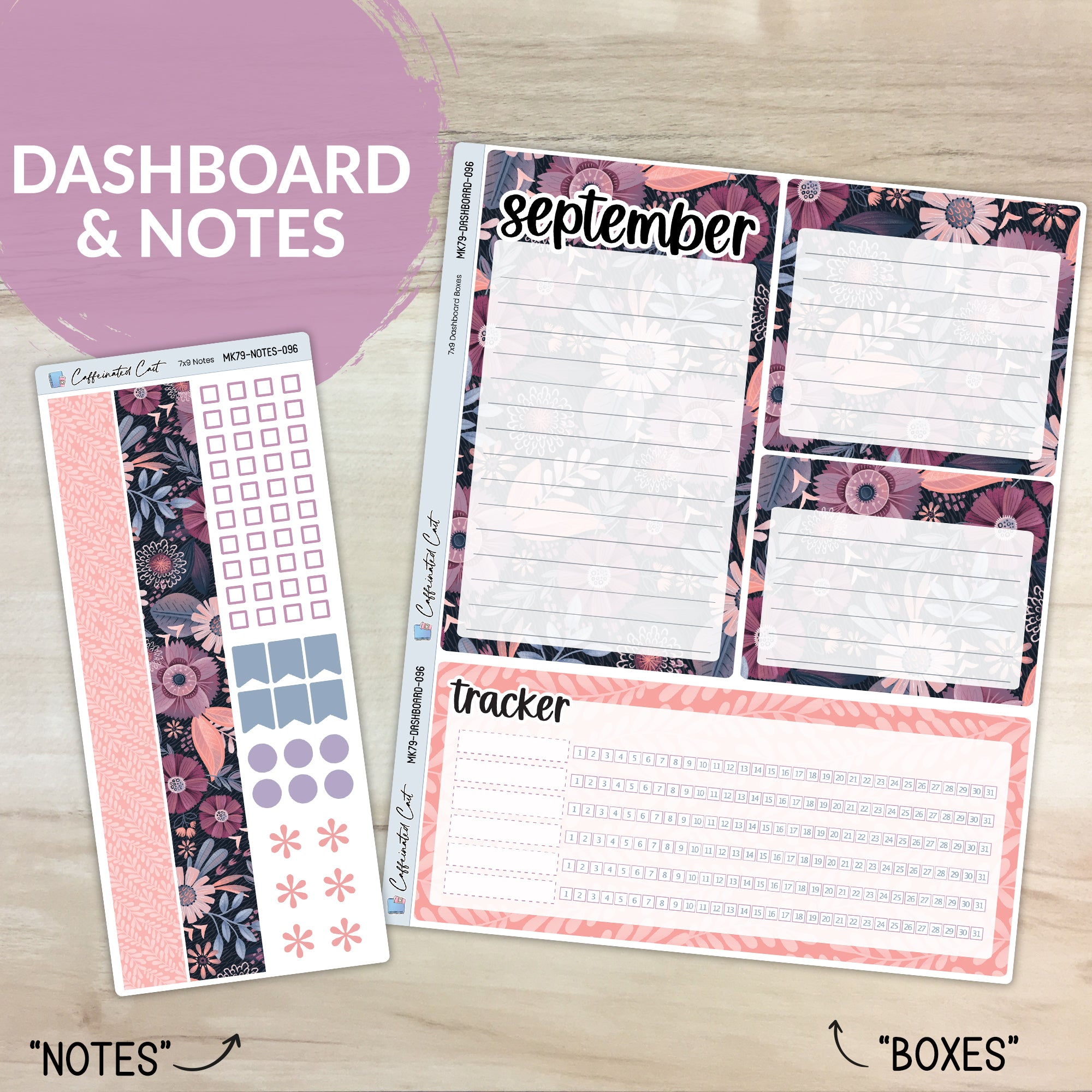 Dashboard & Notes Kit for ERIN CONDREN Planners - Boho Floral [ 096 ]