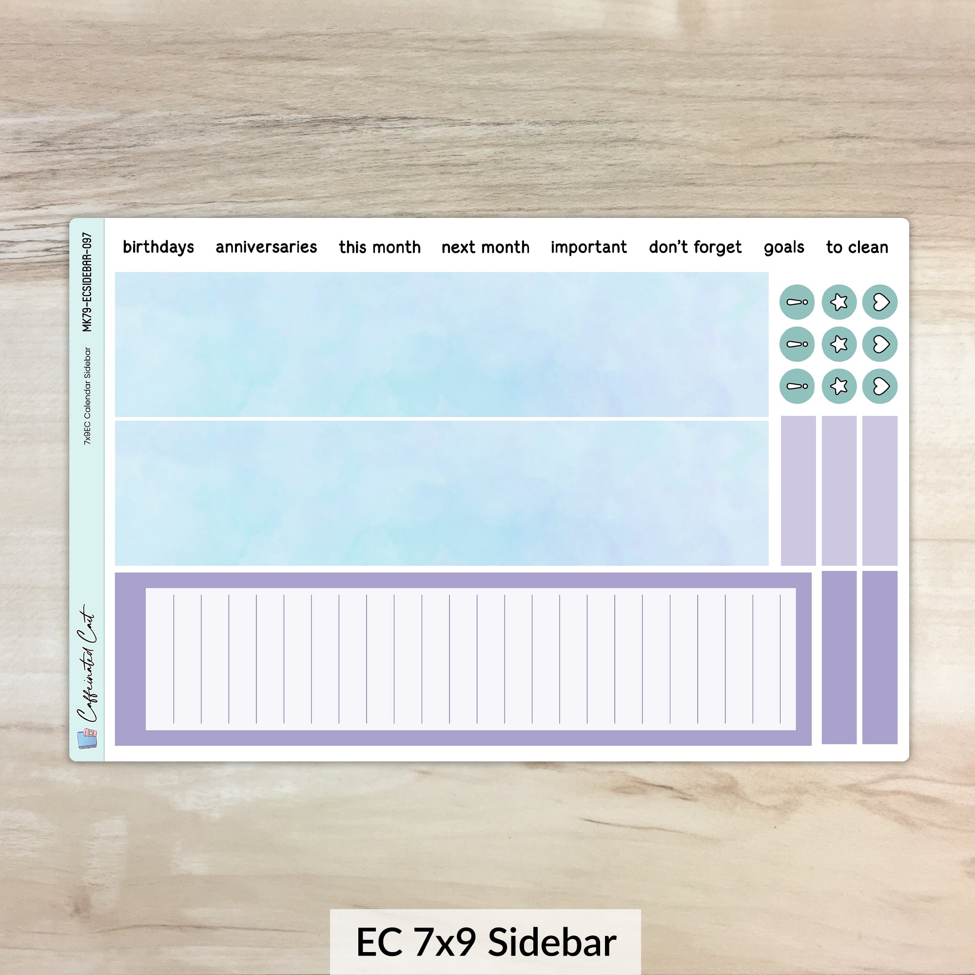 Calendar Kit for ERIN CONDREN Planners - Moonlit Succulent [ 097 ]