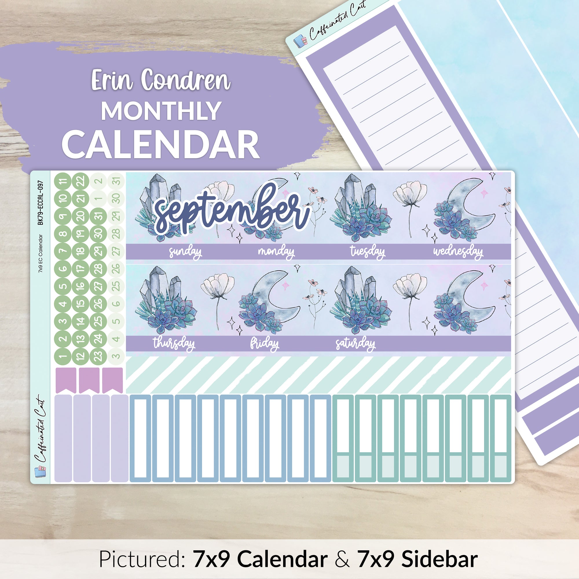 Calendar Kit for ERIN CONDREN Planners - Moonlit Succulent [ 097 ]