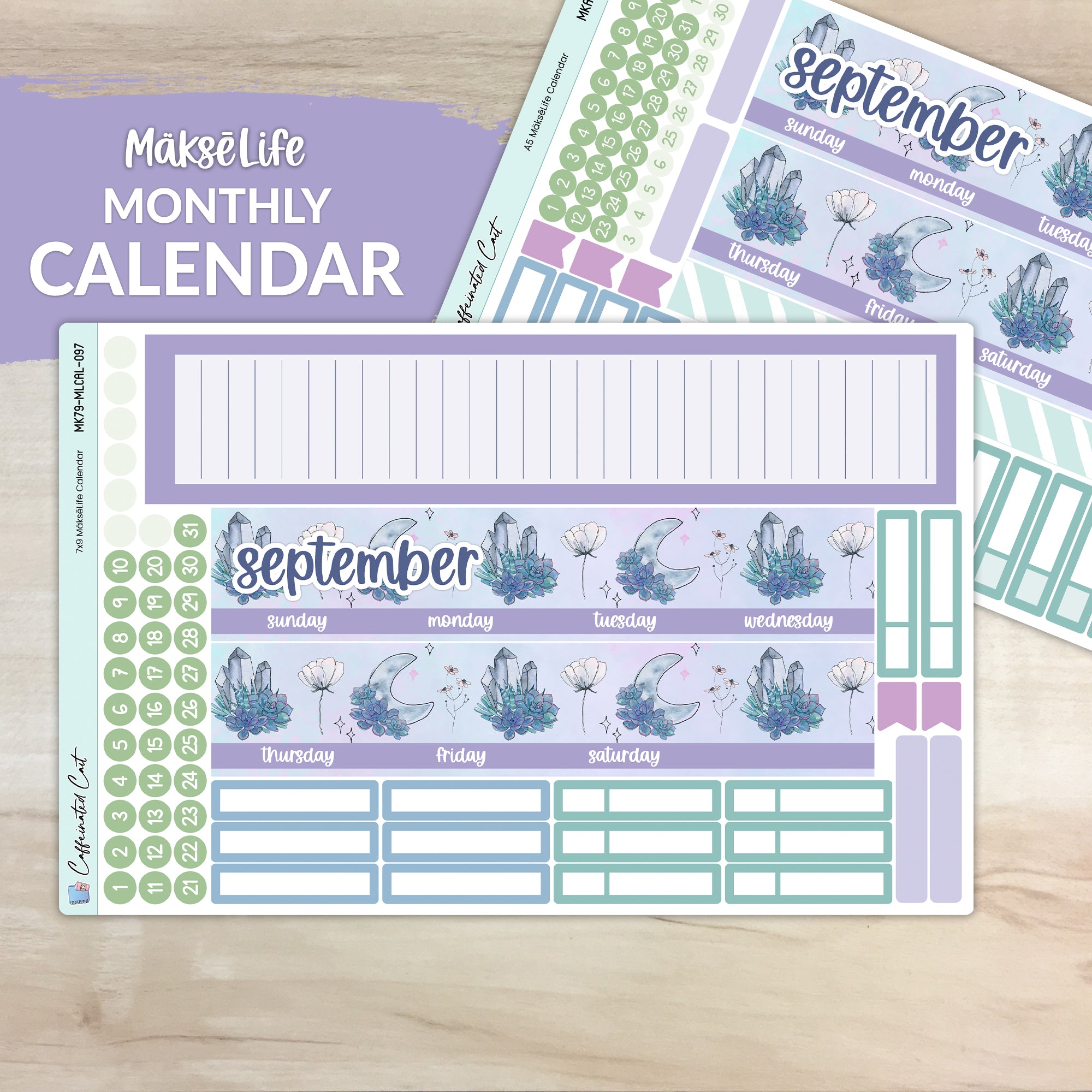 Calendar Kit for MAKSELIFE Planners - Moonlit Succulent [ 097 ]