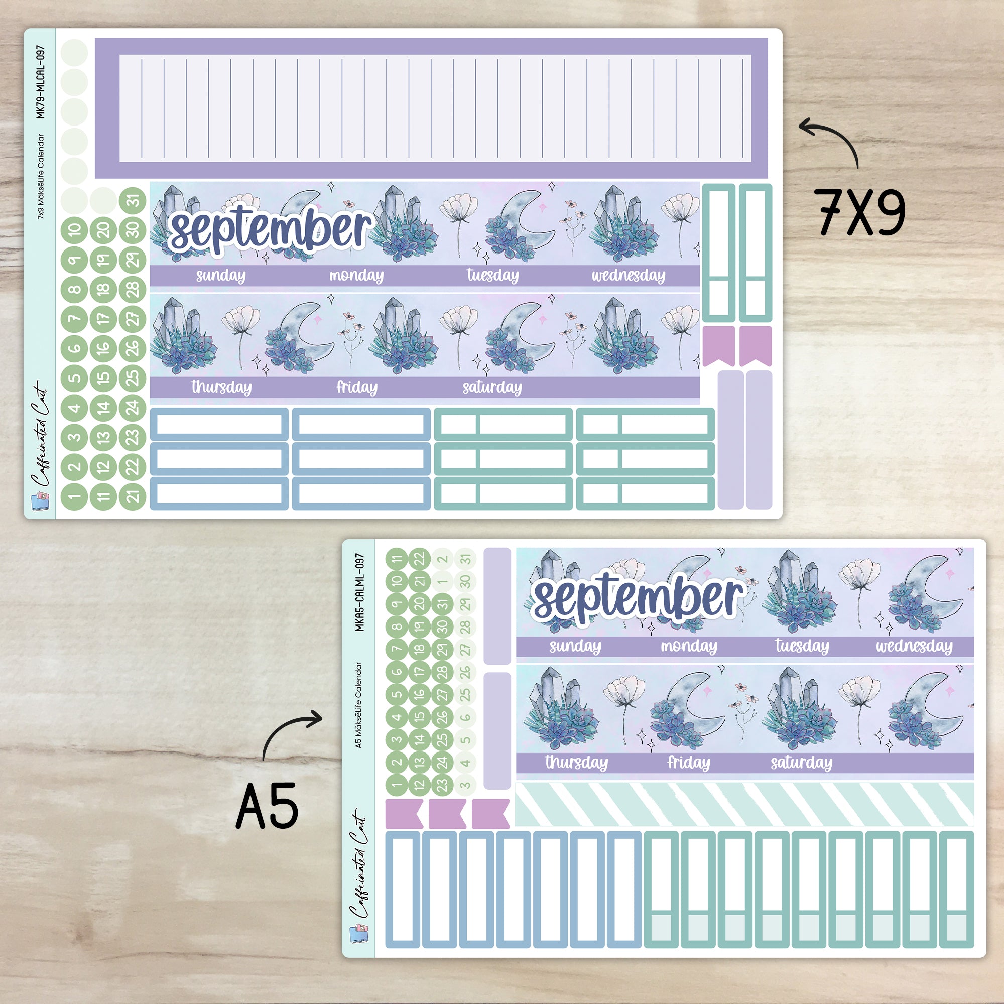 Calendar Kit for MAKSELIFE Planners - Moonlit Succulent [ 097 ]