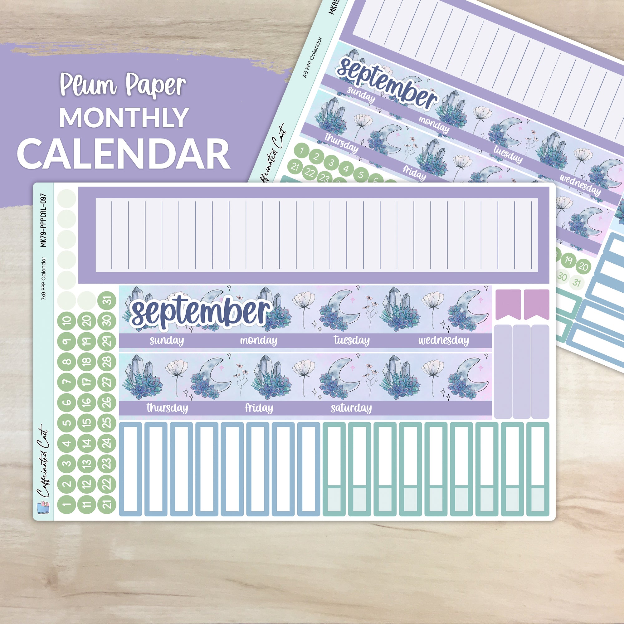 Calendar Kit for PLUM PAPER Planners - Moonlit Succulent [ 097 ]