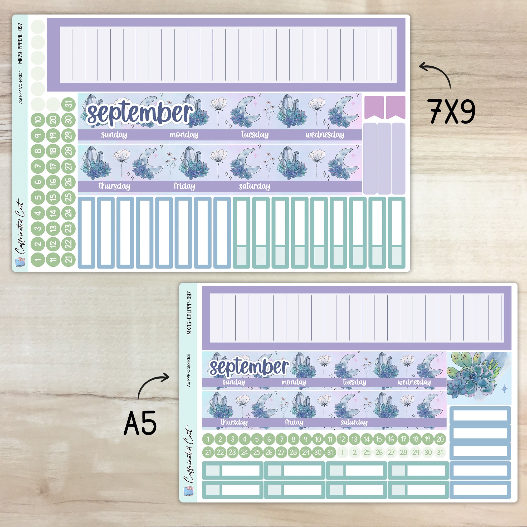 Calendar Kit for PLUM PAPER Planners - Moonlit Succulent [ 097 ]