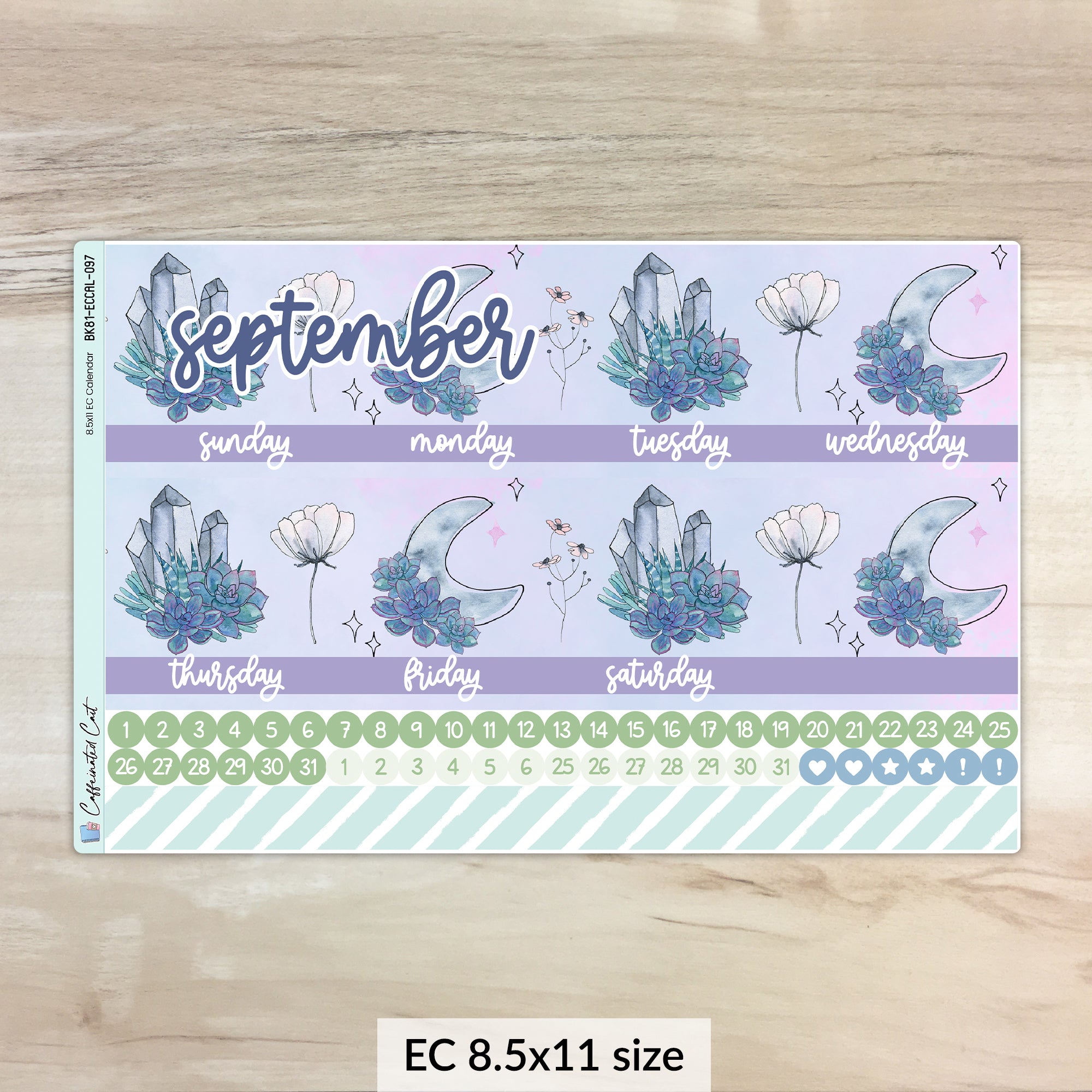 Calendar Kit for ERIN CONDREN Planners - Moonlit Succulent [ 097 ]