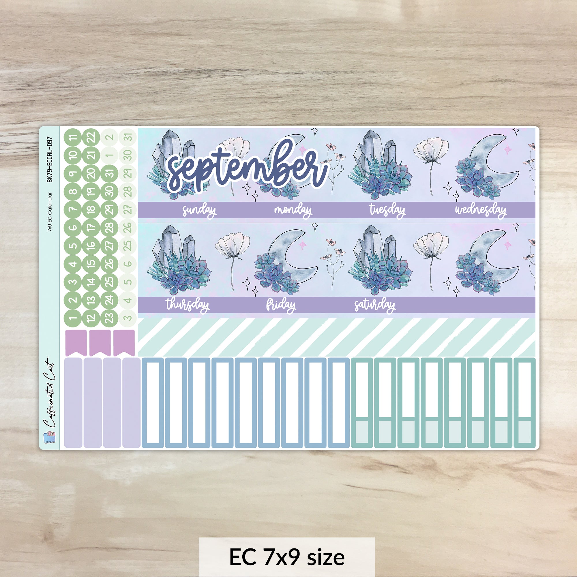 Calendar Kit for ERIN CONDREN Planners - Moonlit Succulent [ 097 ]