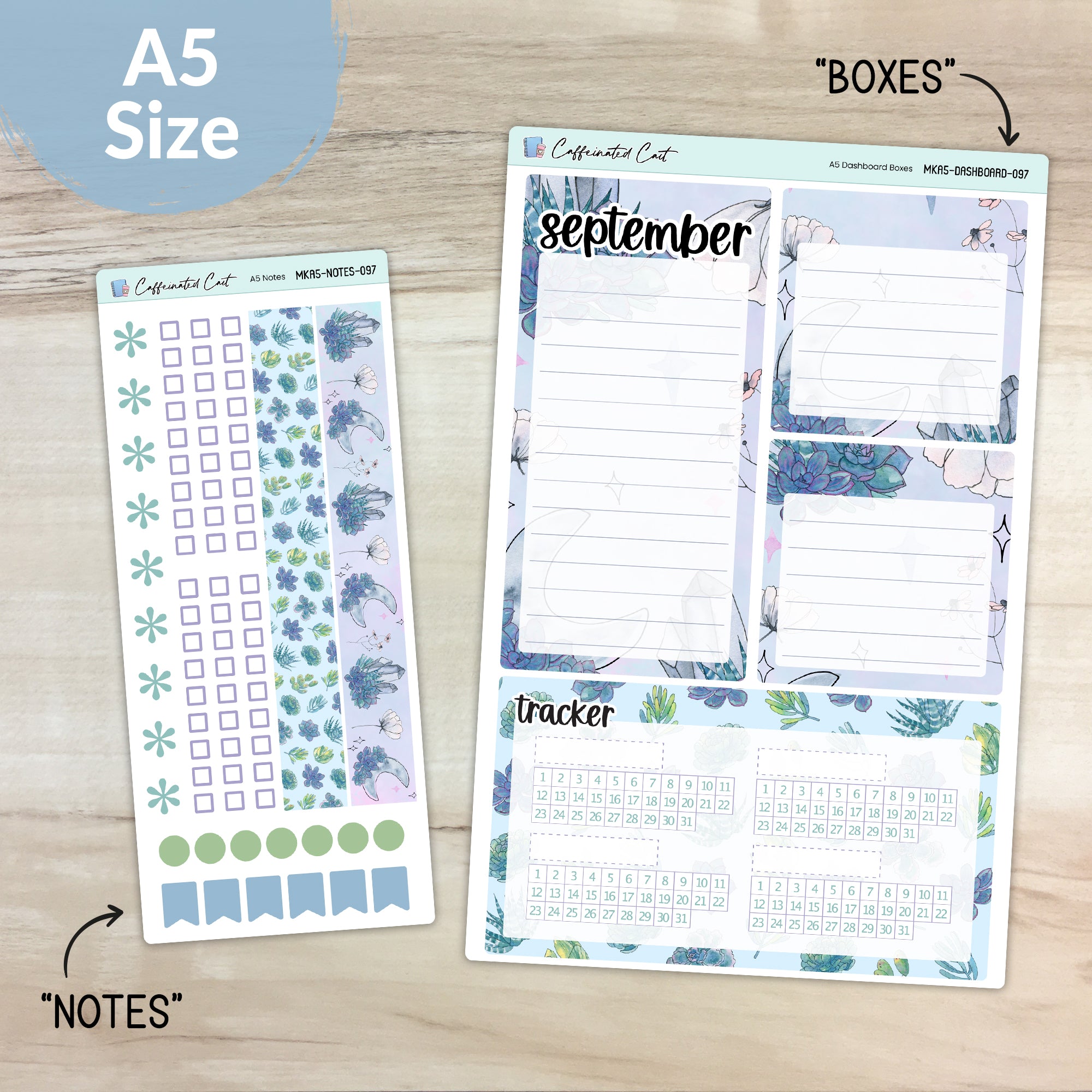 Dashboard & Notes Kit for ERIN CONDREN Planners - Moonlit Succulent [ 097 ]