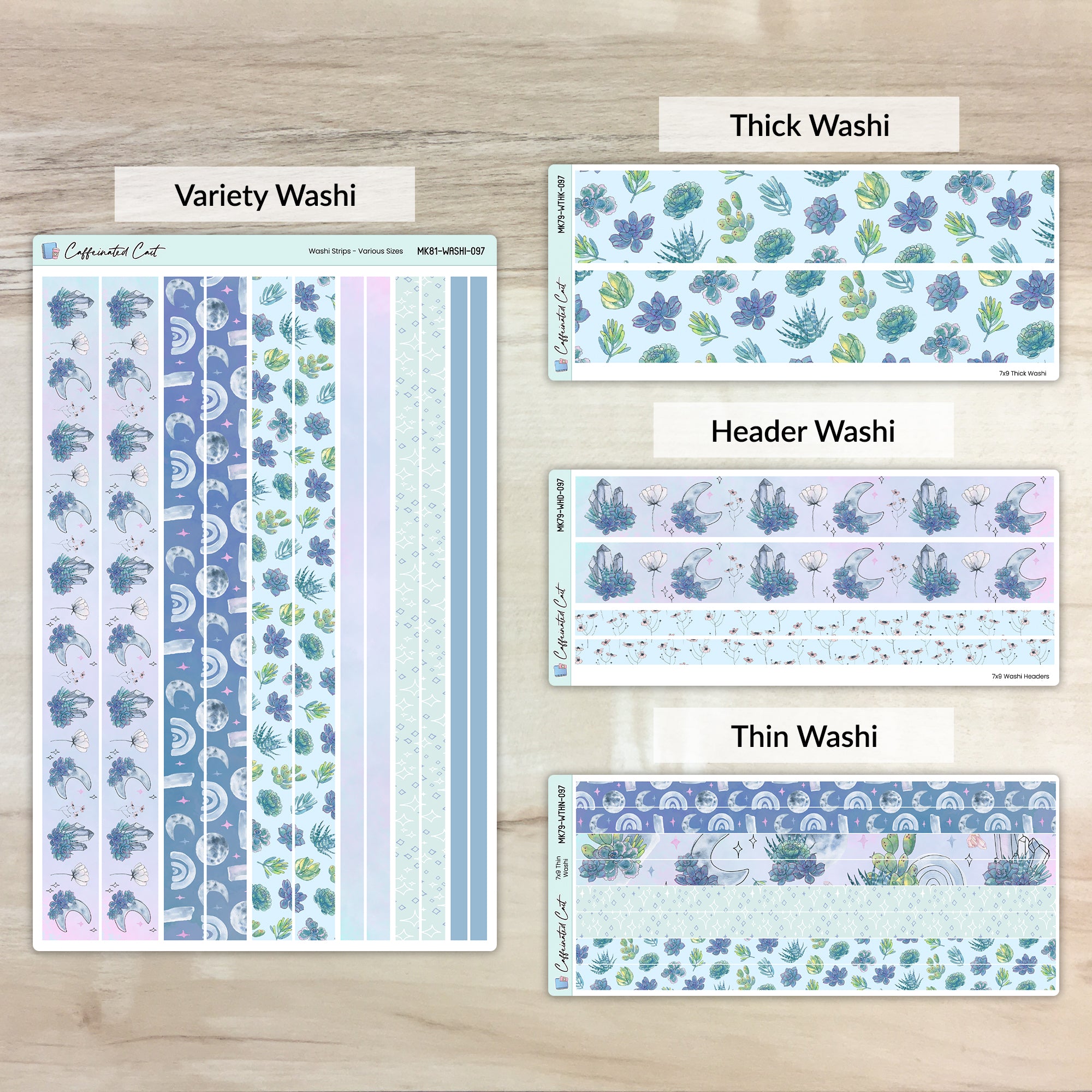 Washi Strips - Moonlit Succulent [ 097 ]