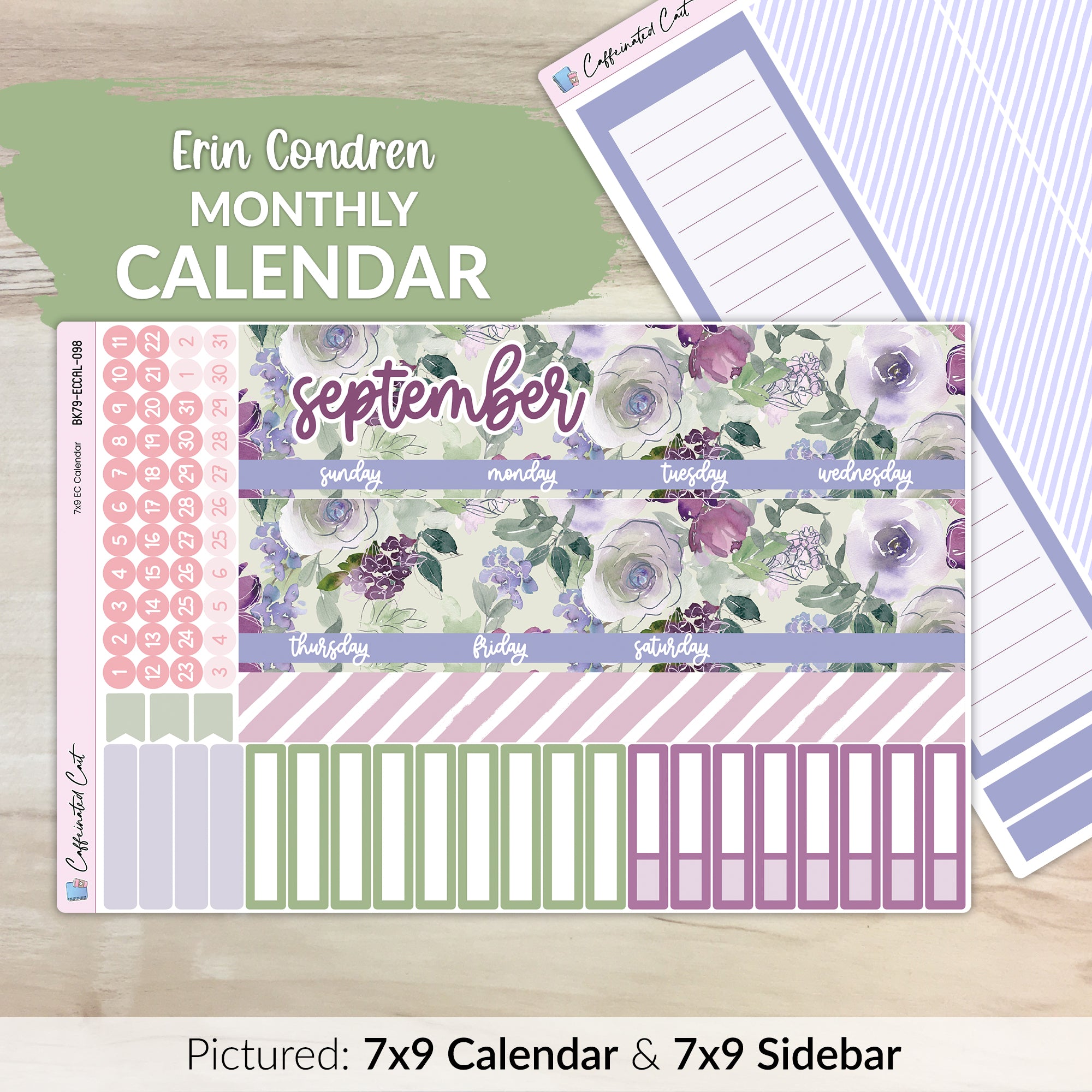 Calendar Kit for ERIN CONDREN Planners - Amethyst Garden [ 098 ]