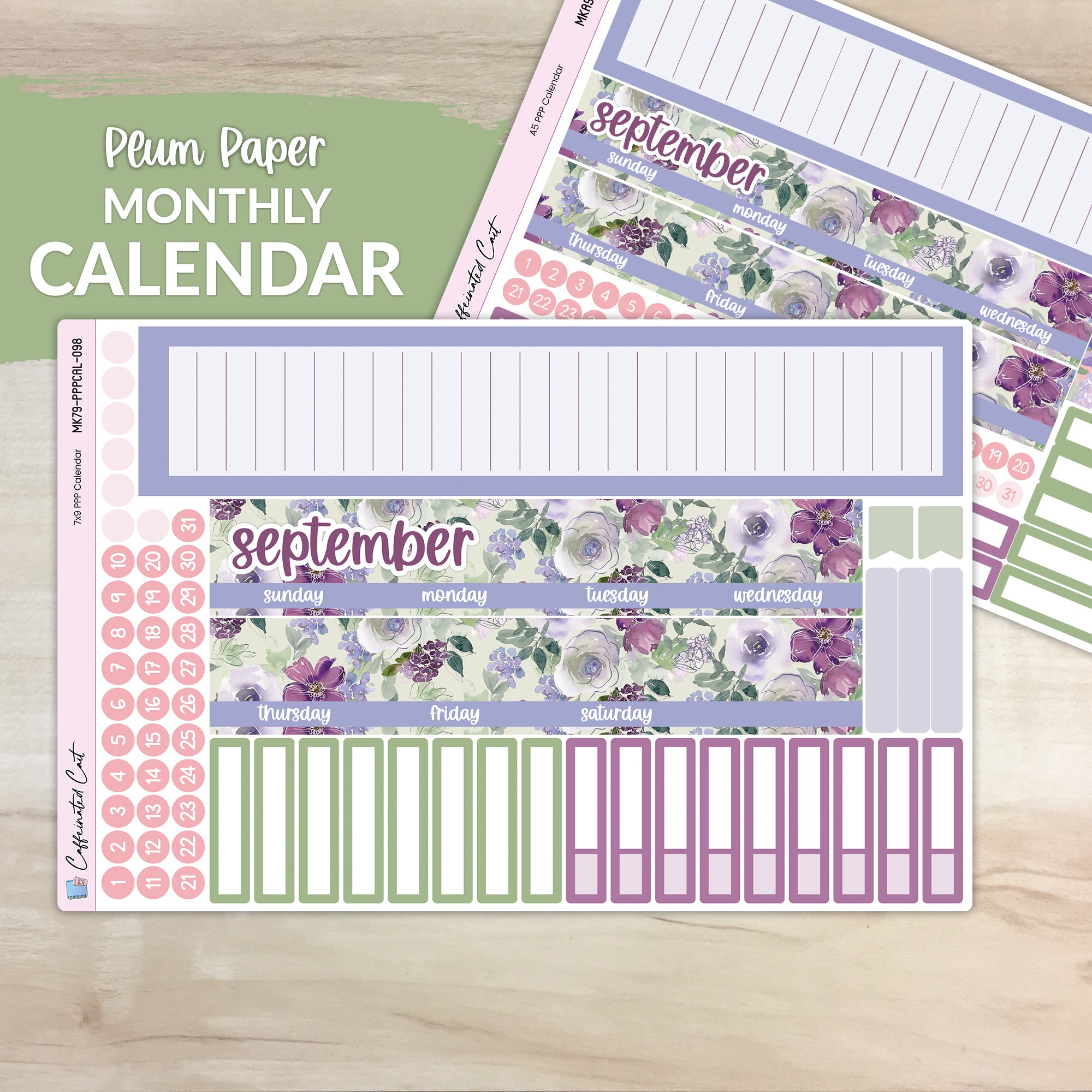 Calendar Kit for PLUM PAPER Planners - Amethyst Garden [ 098 ]