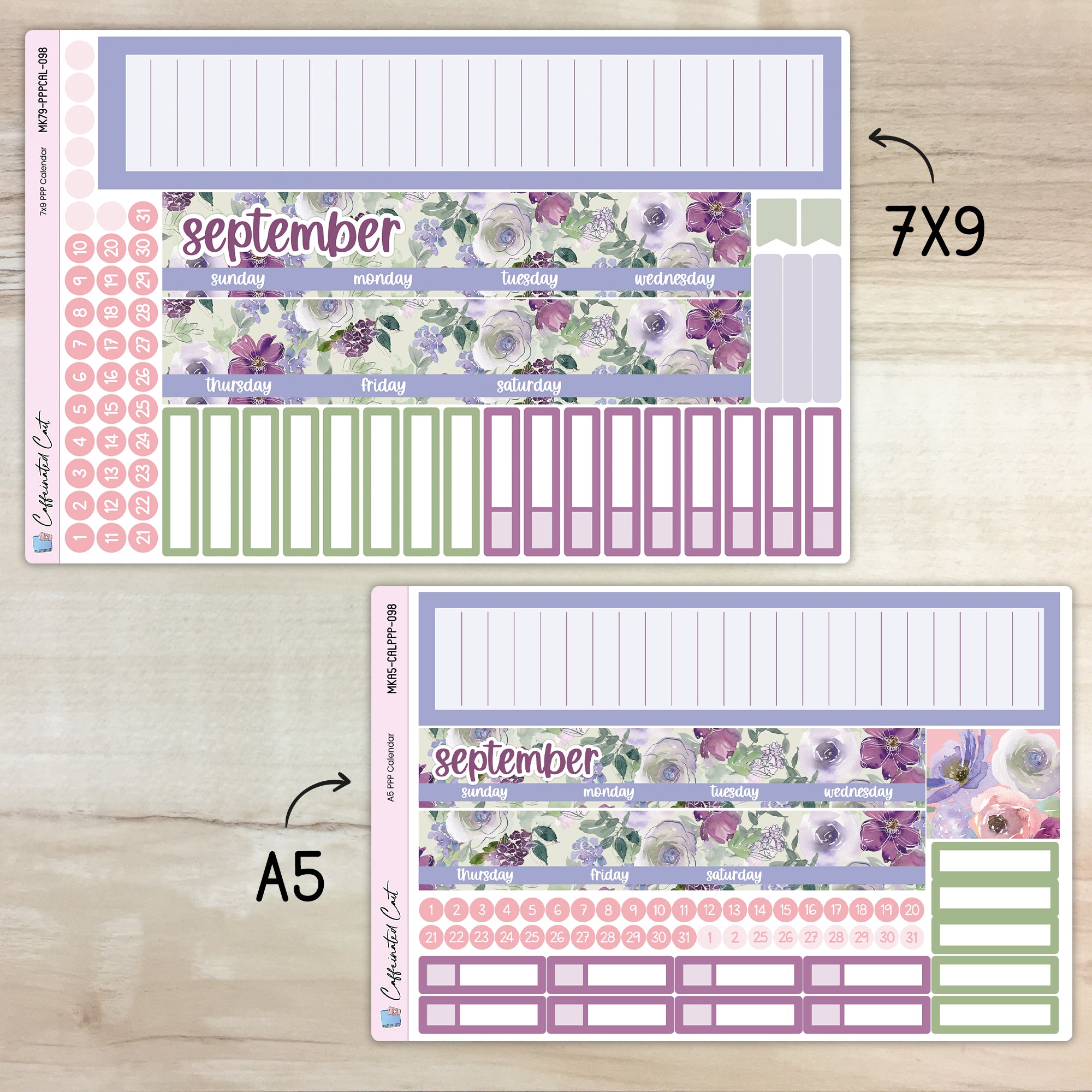 Calendar Kit for PLUM PAPER Planners - Amethyst Garden [ 098 ]