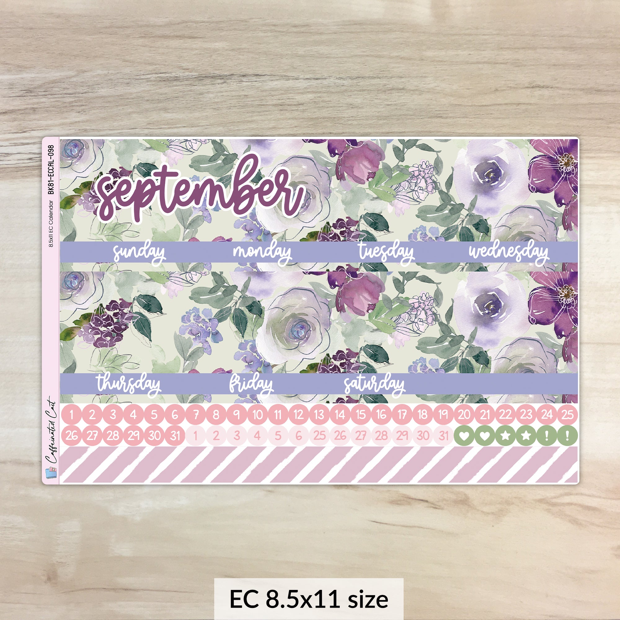 Calendar Kit for ERIN CONDREN Planners - Amethyst Garden [ 098 ]