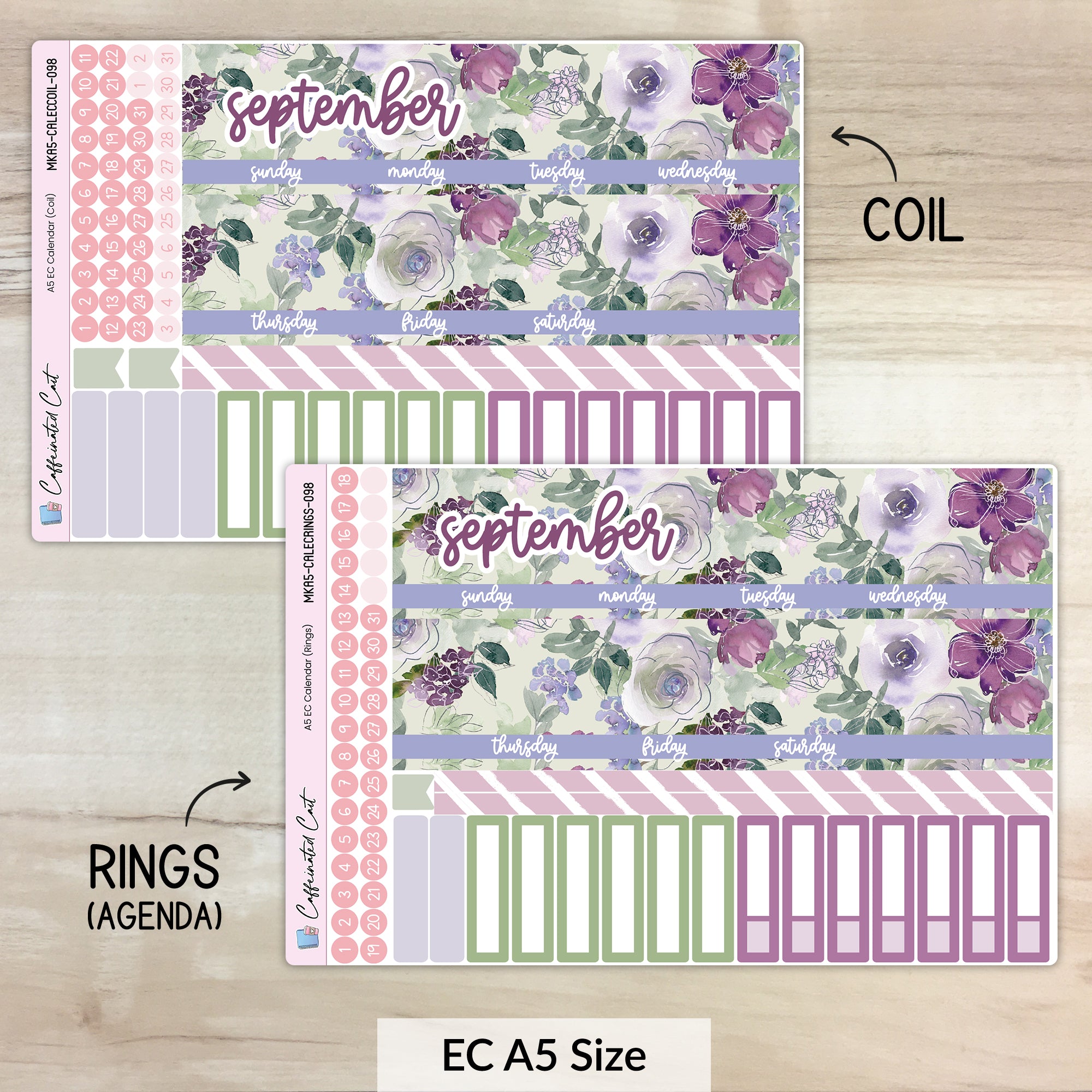 Calendar Kit for ERIN CONDREN Planners - Amethyst Garden [ 098 ]