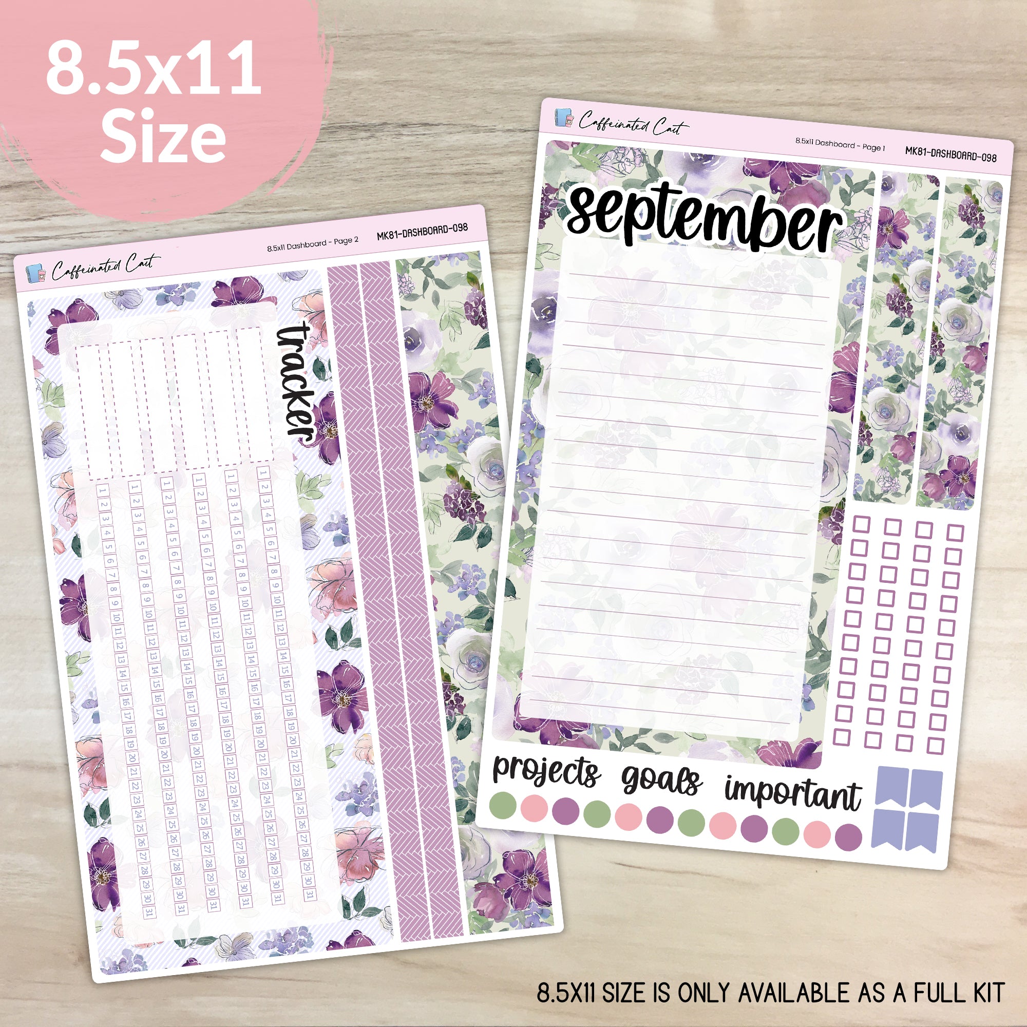 Dashboard & Notes Kit for ERIN CONDREN Planners - Amethyst Garden [ 098 ]