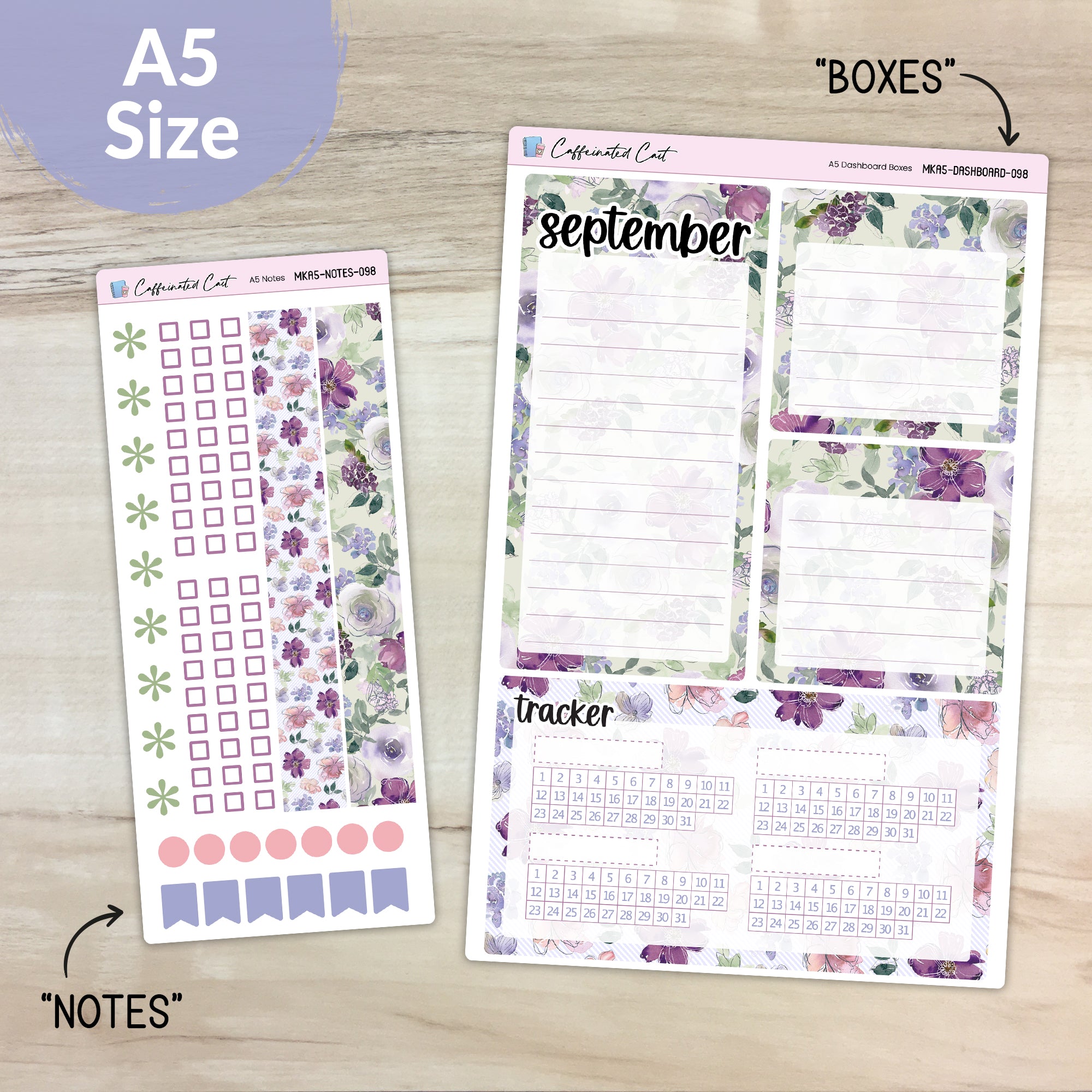 Dashboard & Notes Kit for ERIN CONDREN Planners - Amethyst Garden [ 098 ]