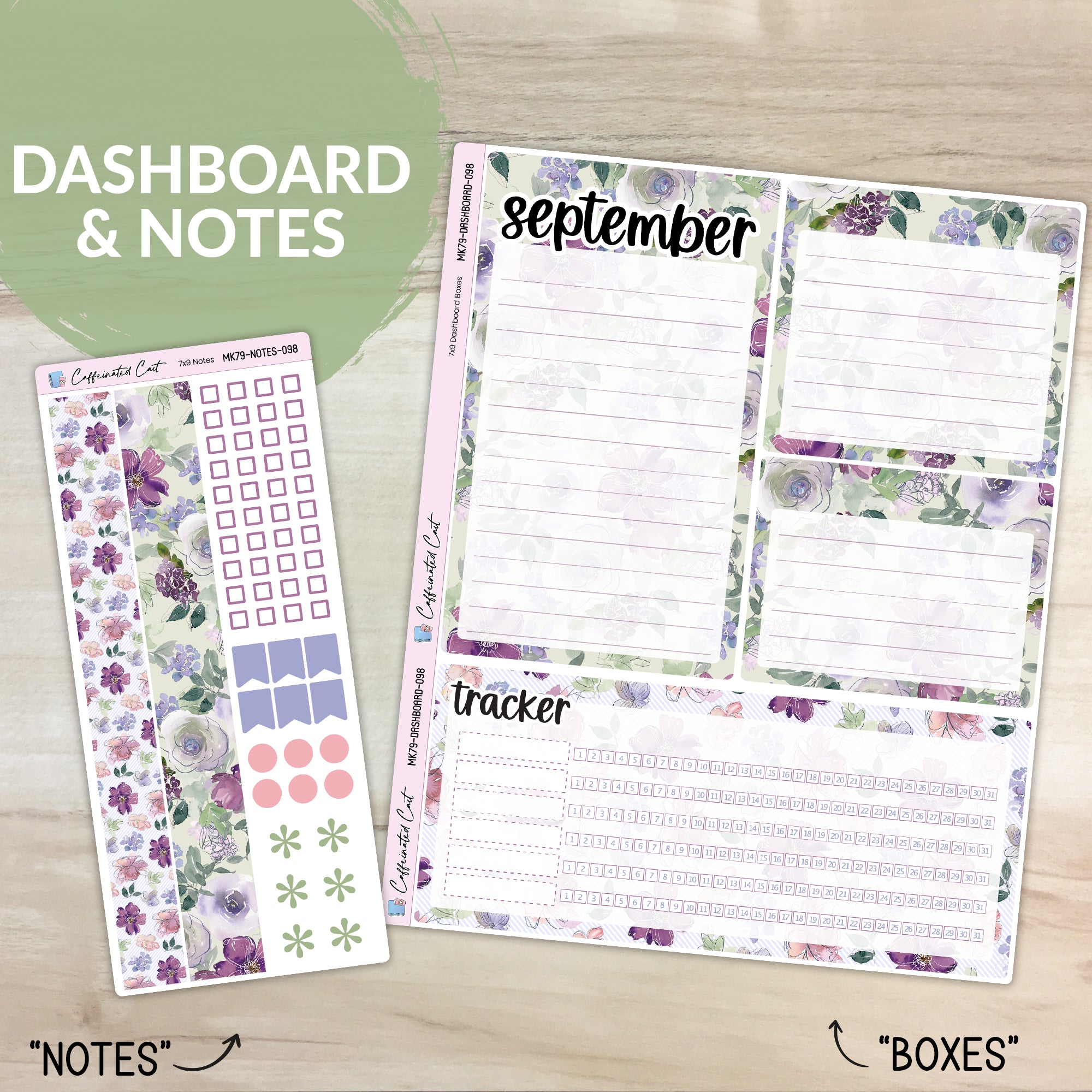 Dashboard & Notes Kit for ERIN CONDREN Planners - Amethyst Garden [ 098 ]