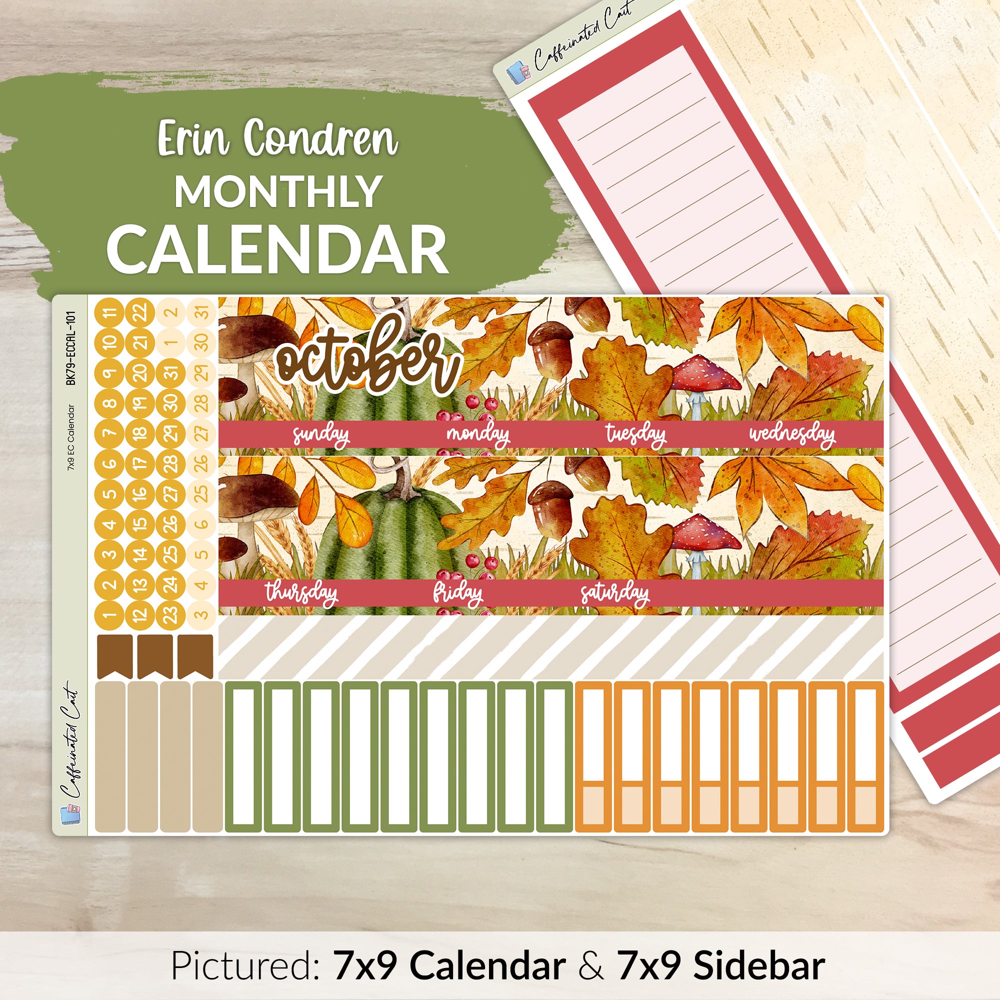 Calendar Kit for ERIN CONDREN Planners - Autumn Leaves [ 101 ]