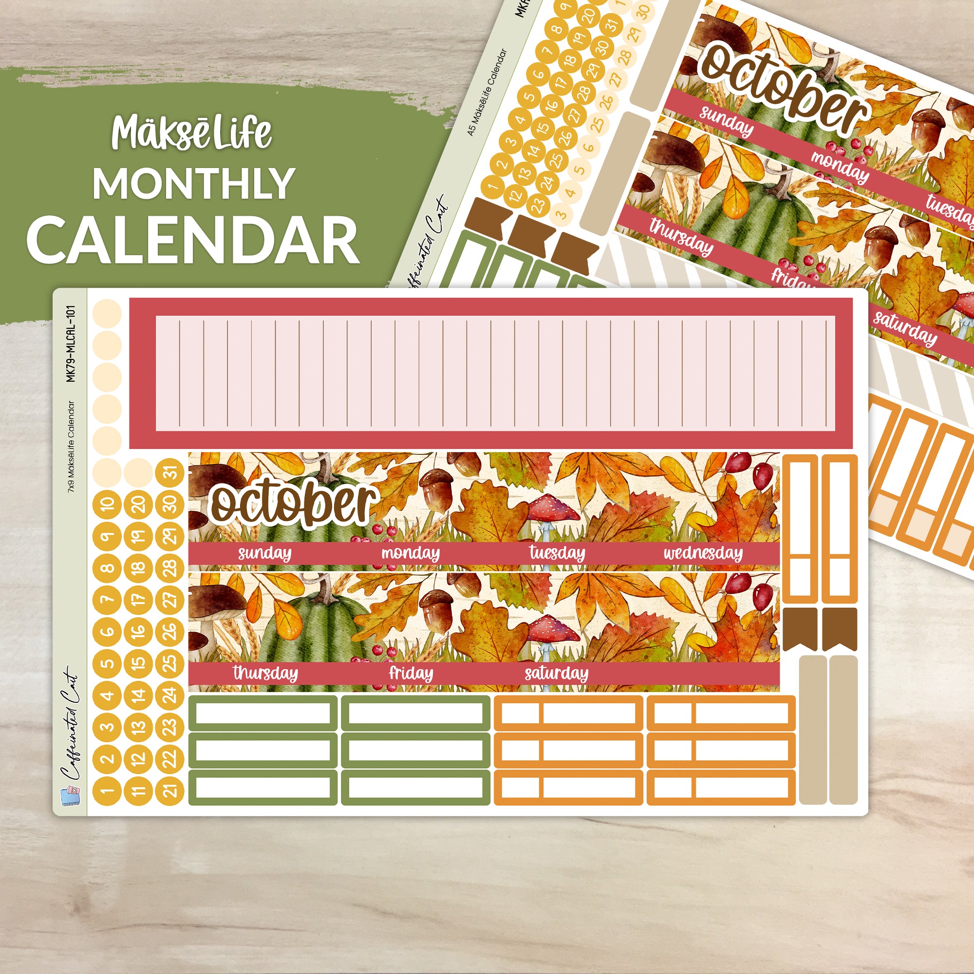 Calendar Kit for MAKSELIFE Planners - Autumn Leaves [ 101 ]