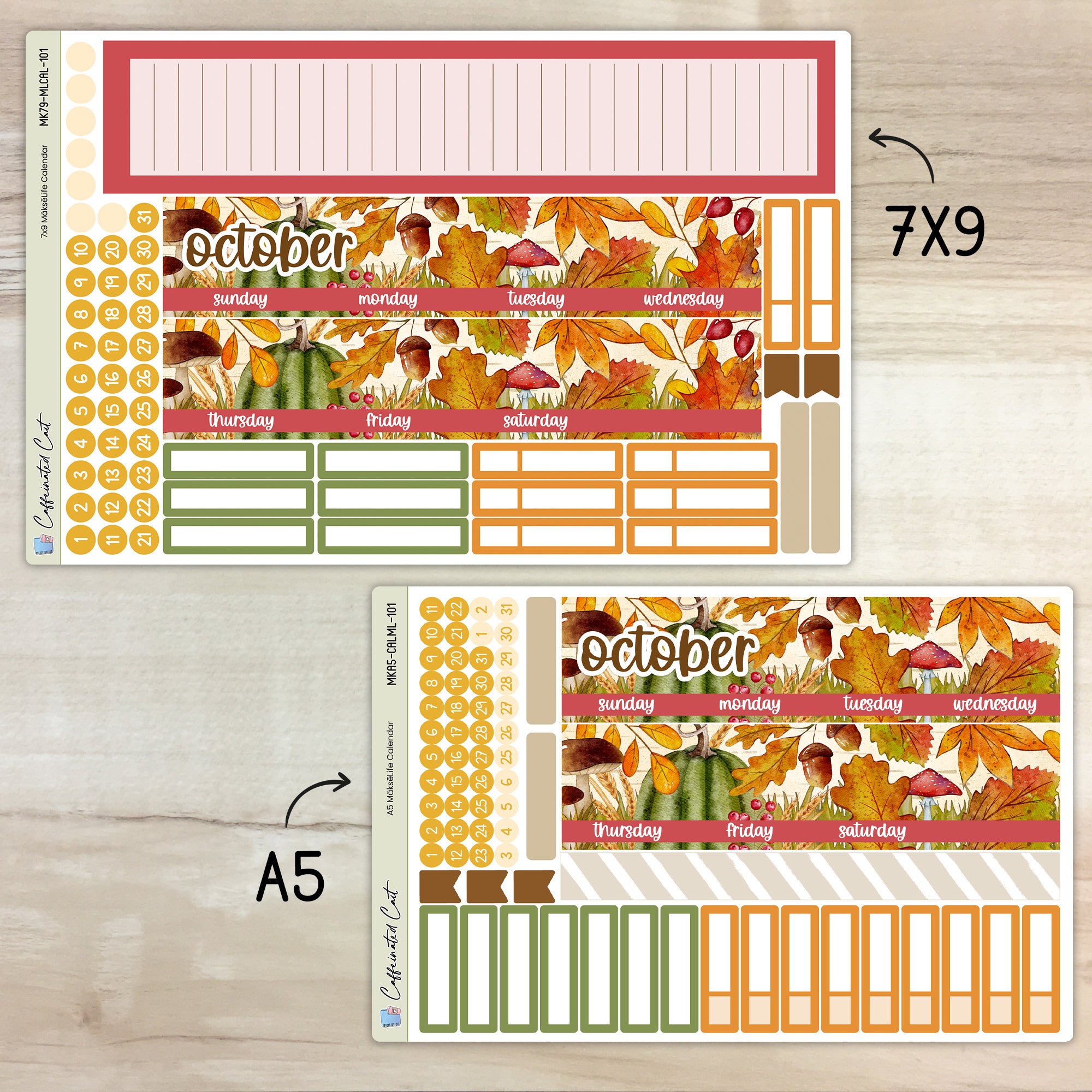 Calendar Kit for MAKSELIFE Planners - Autumn Leaves [ 101 ]