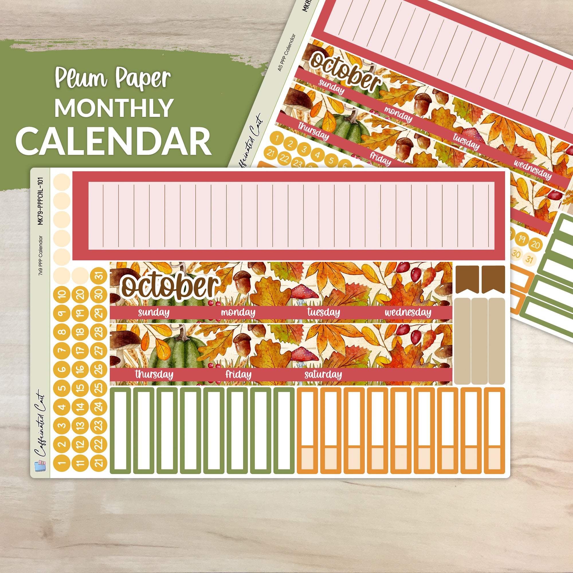 Calendar Kit for PLUM PAPER Planners - Autumn Leaves [ 101 ]