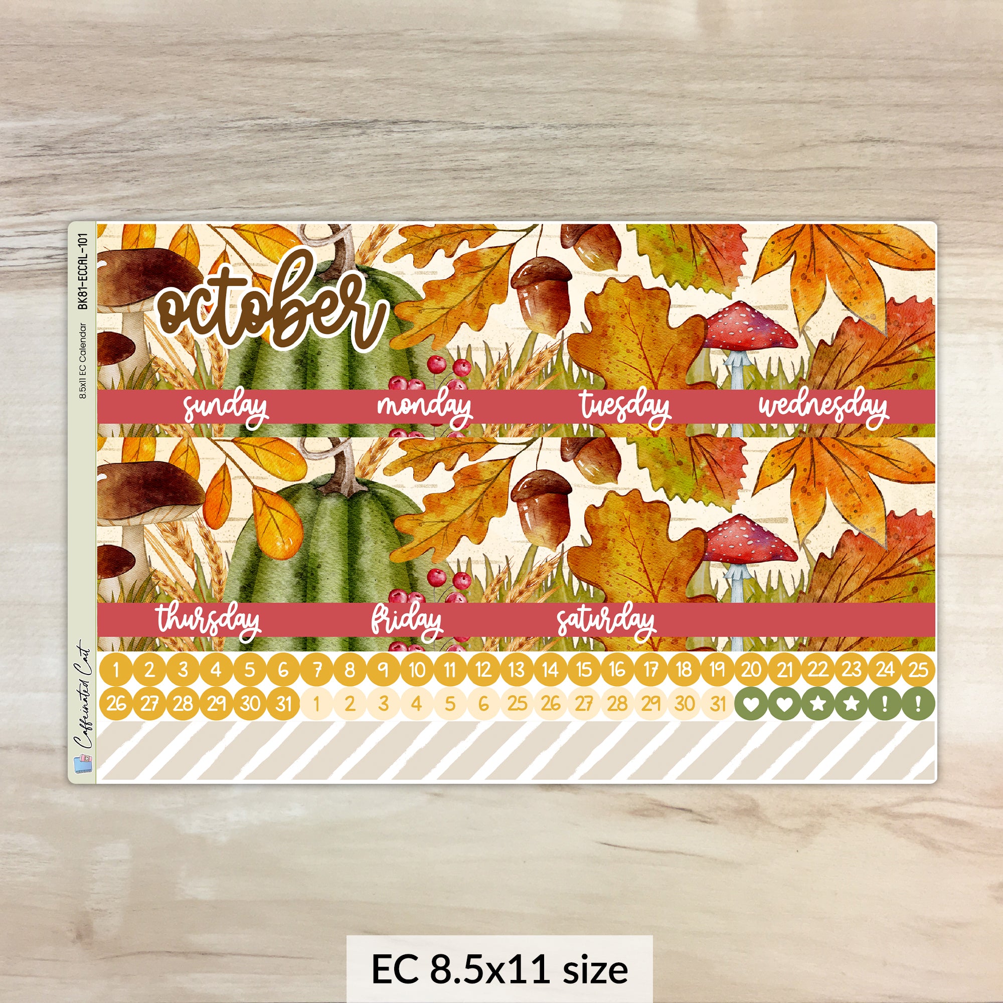 Calendar Kit for ERIN CONDREN Planners - Autumn Leaves [ 101 ]