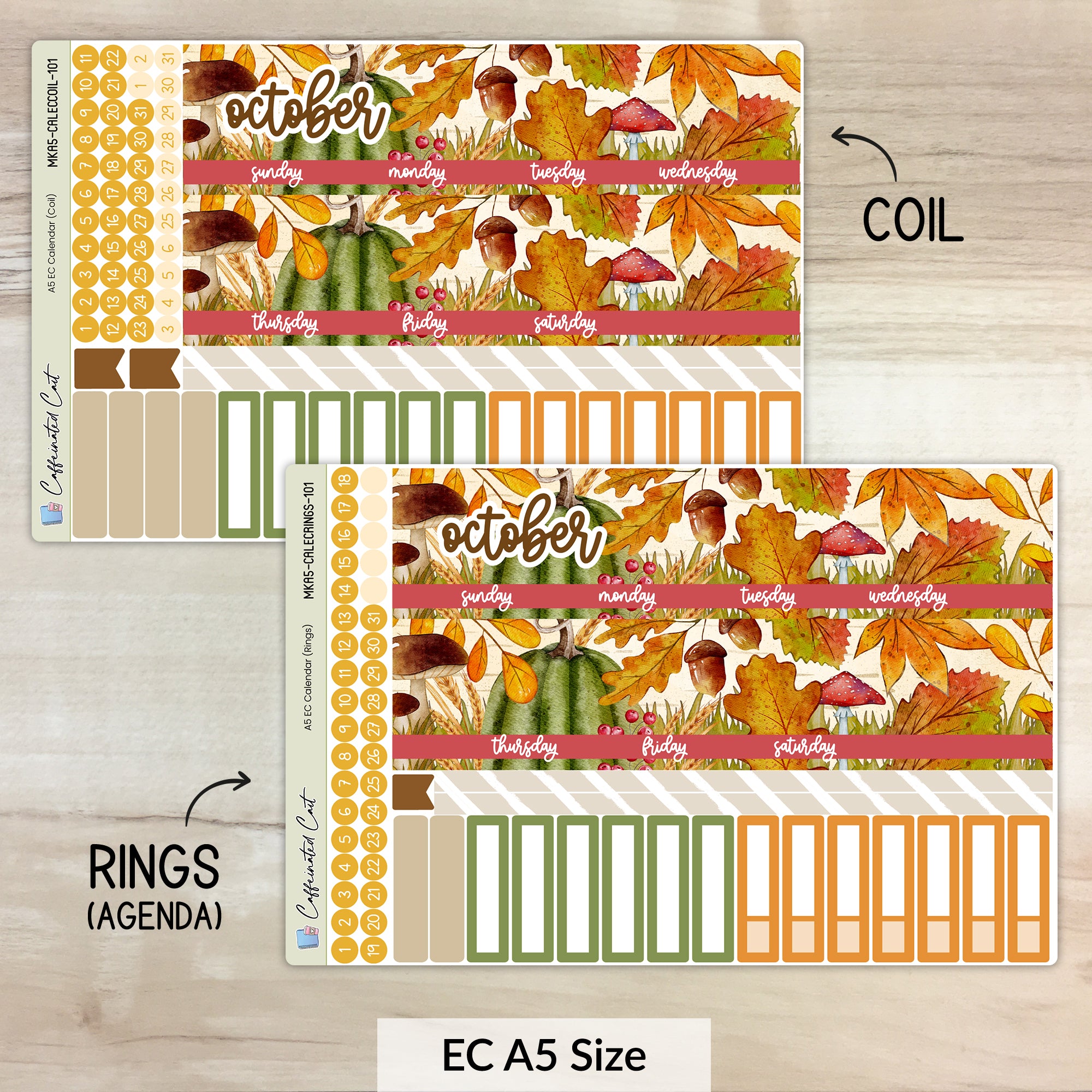 Calendar Kit for ERIN CONDREN Planners - Autumn Leaves [ 101 ]